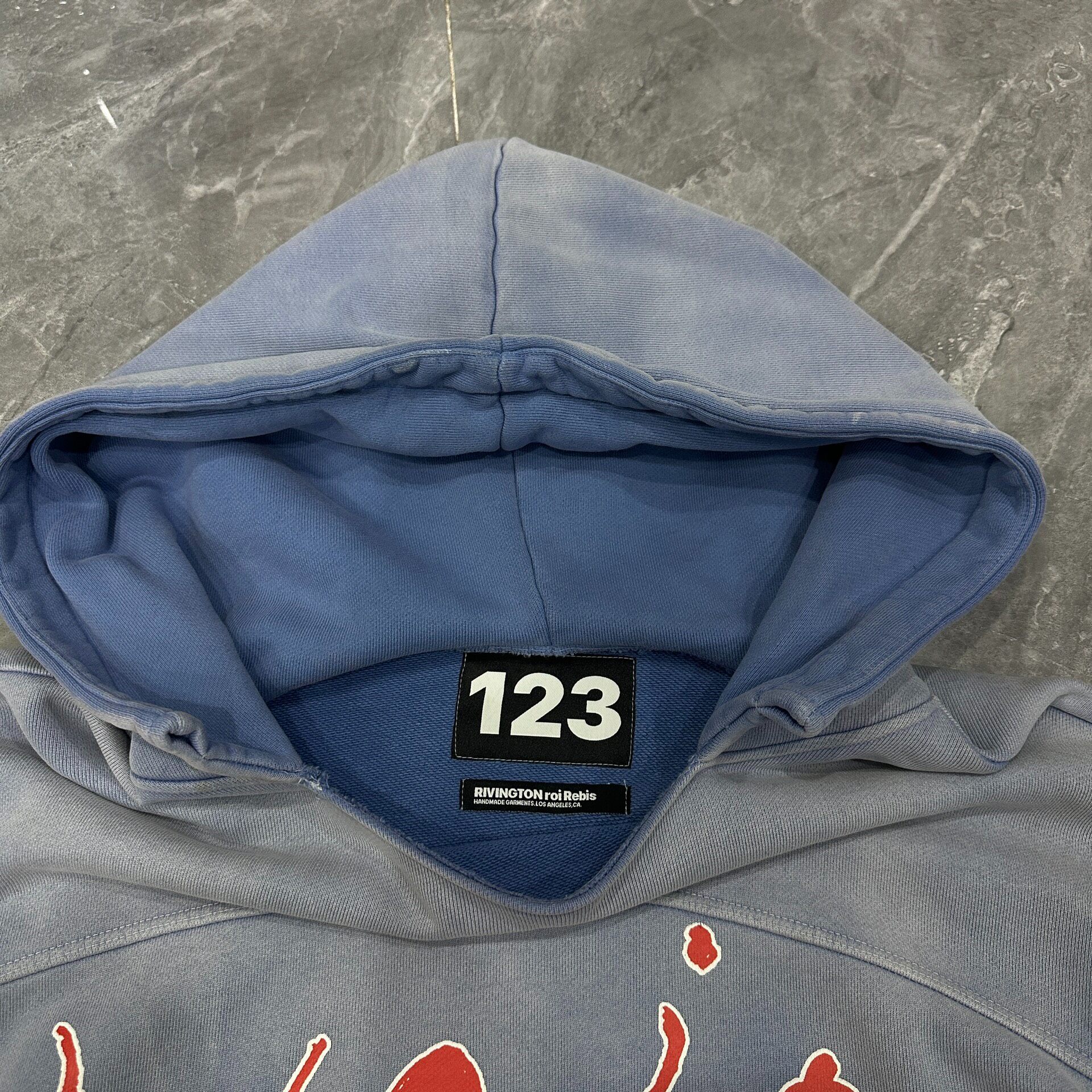 RRR-123 Union Washed Blue Hoodie — back