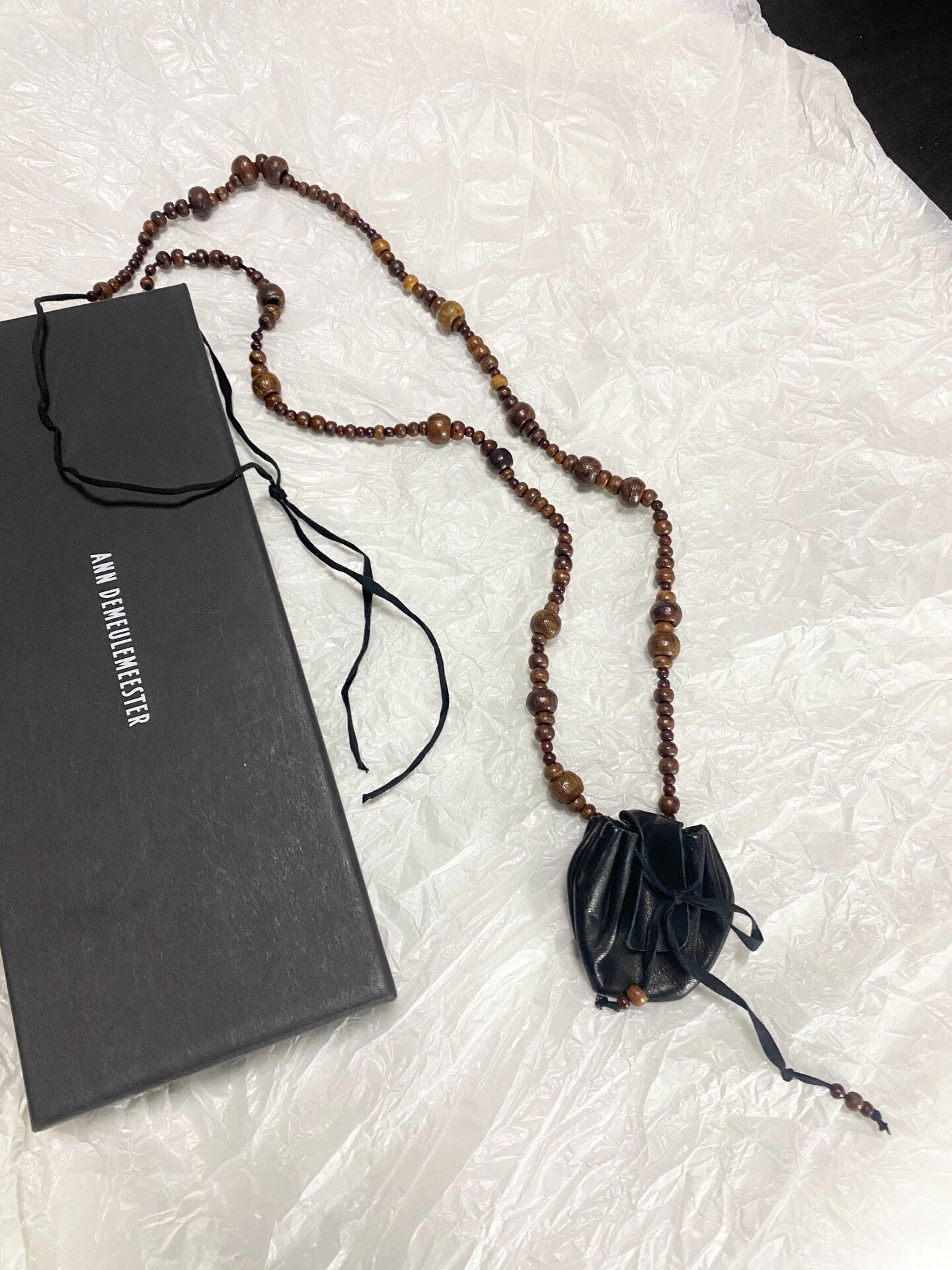 Ann Demeulemeester Beaded Pouch Necklace