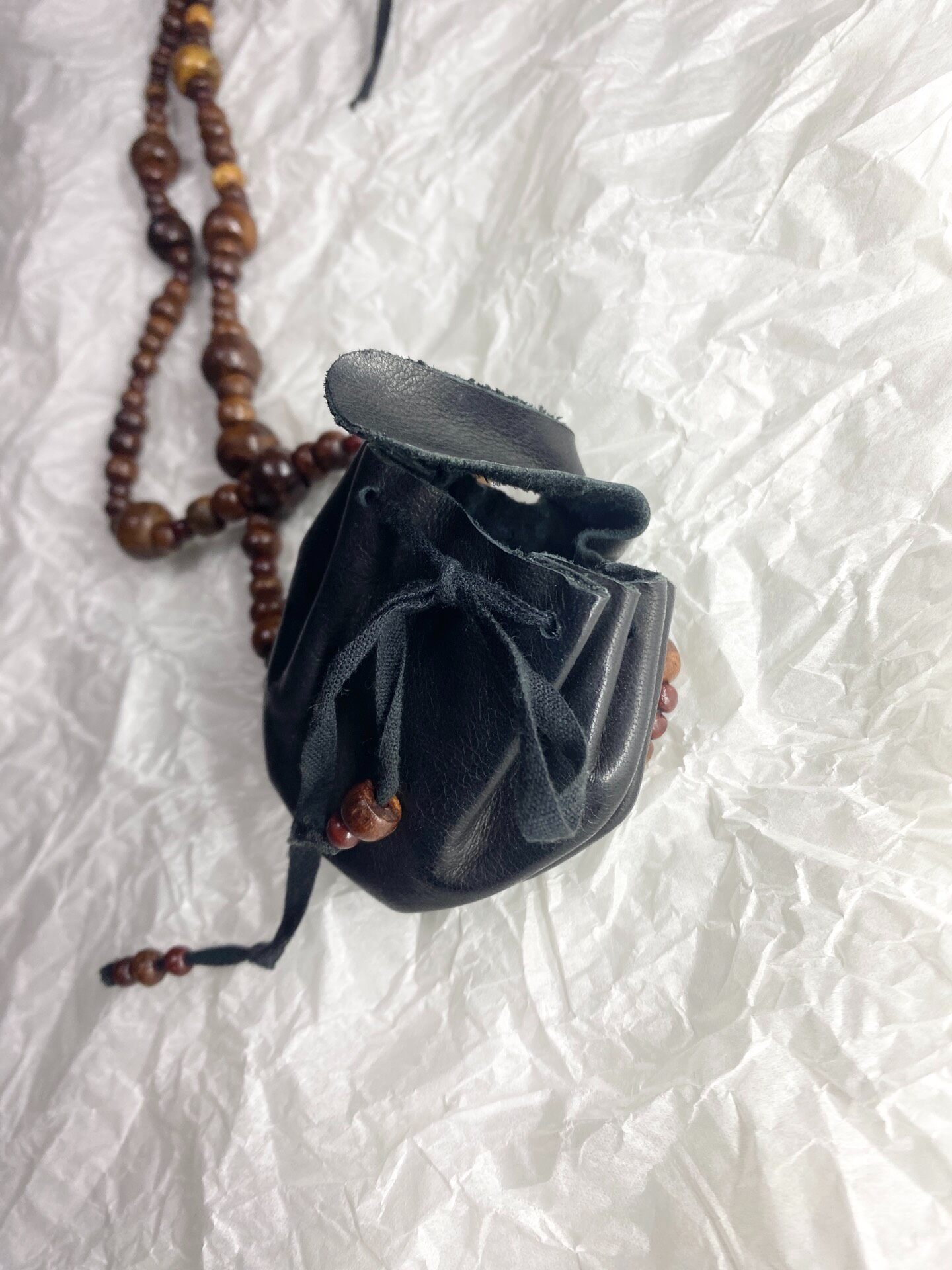 Ann Demeulemeester Beaded Pouch Necklace — front