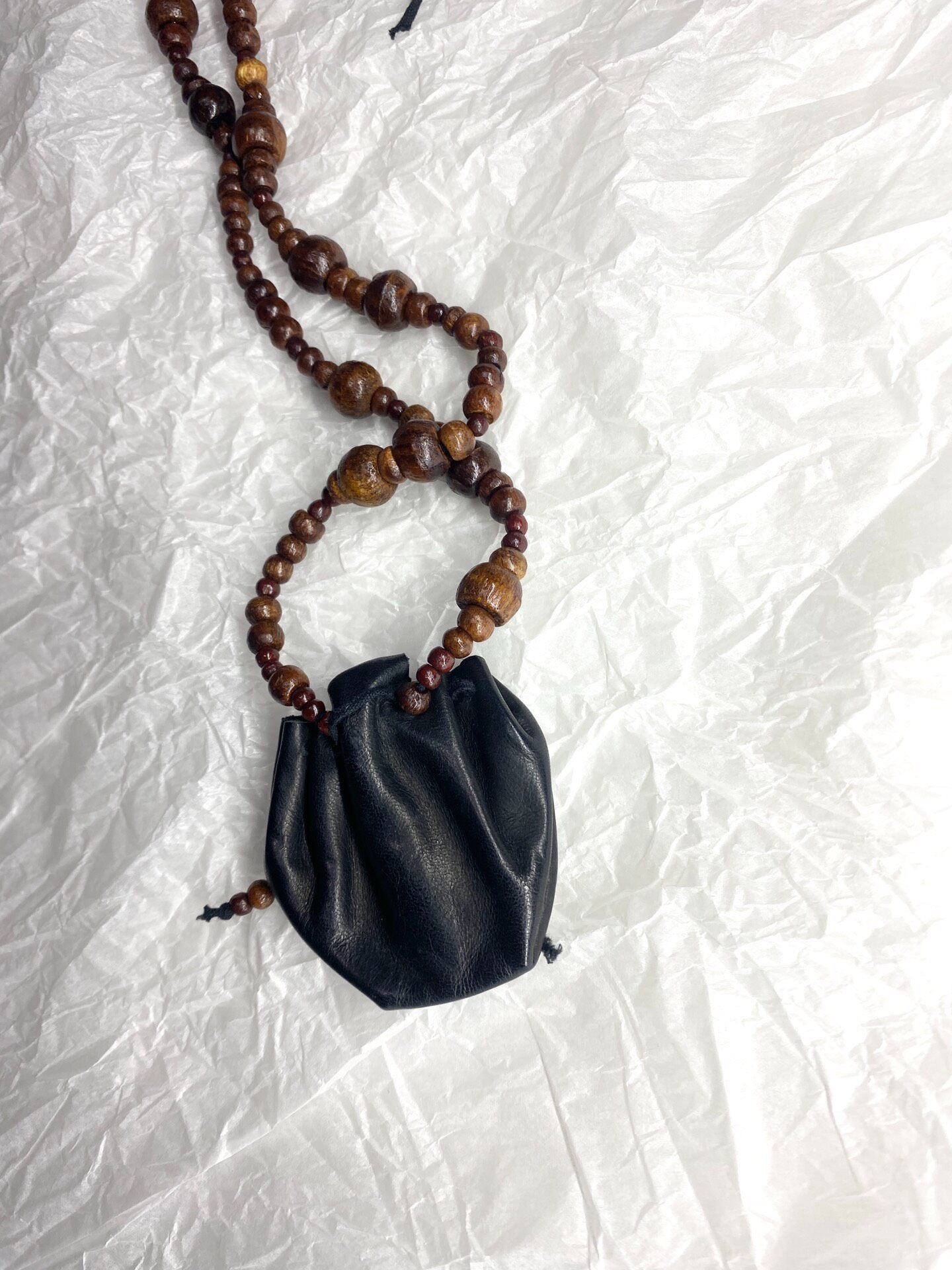 Ann Demeulemeester Beaded Pouch Necklace — detail