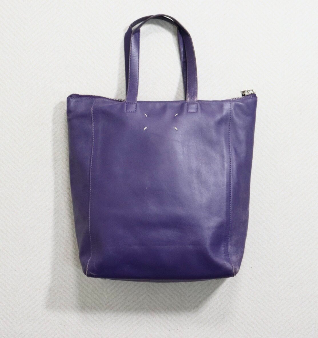 Maison Margiela Violet Leather Tote Bag — front