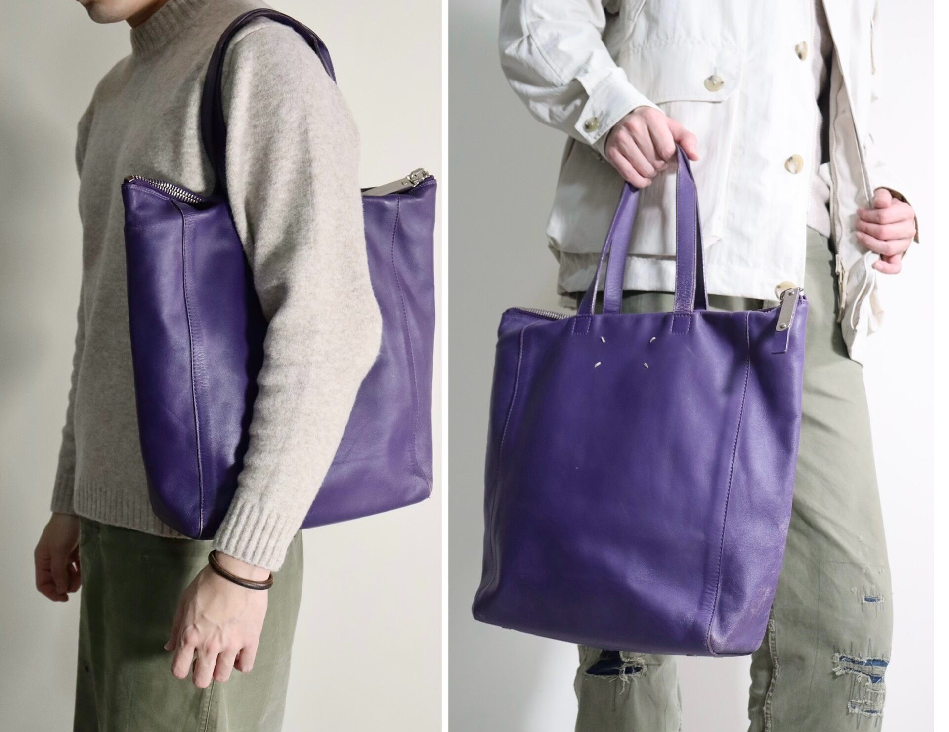 Maison Margiela Violet Leather Tote Bag