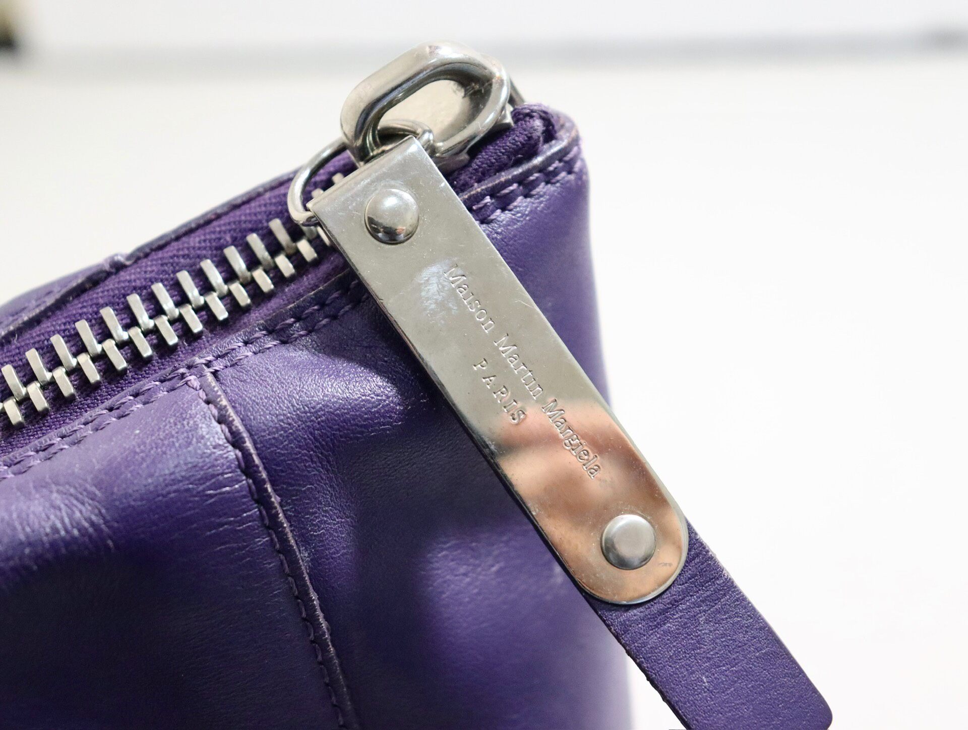 Maison Margiela Violet Leather Tote Bag — back