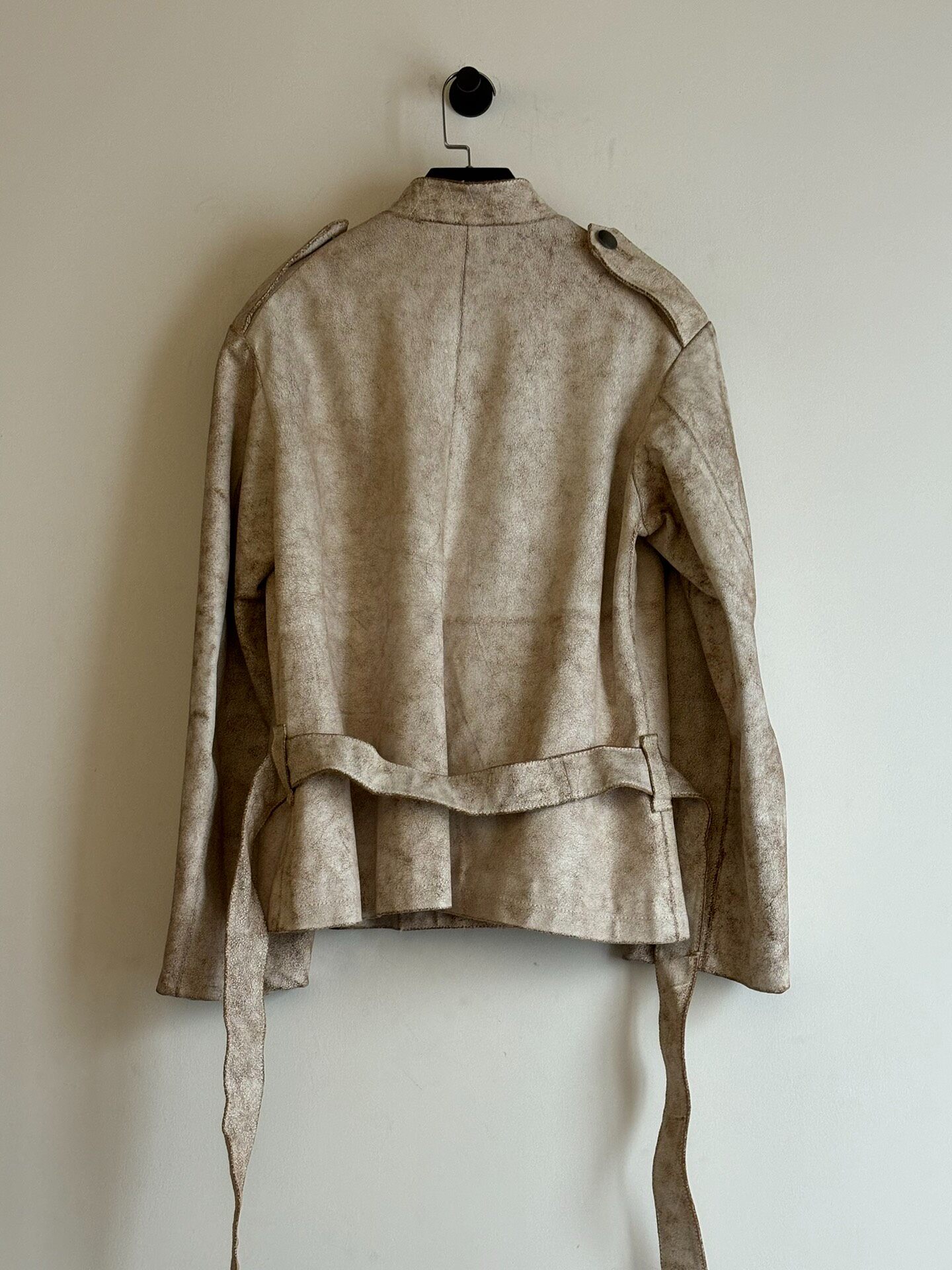 Ann Demeulemeester SS2002 Cracked Leather Jacket — label