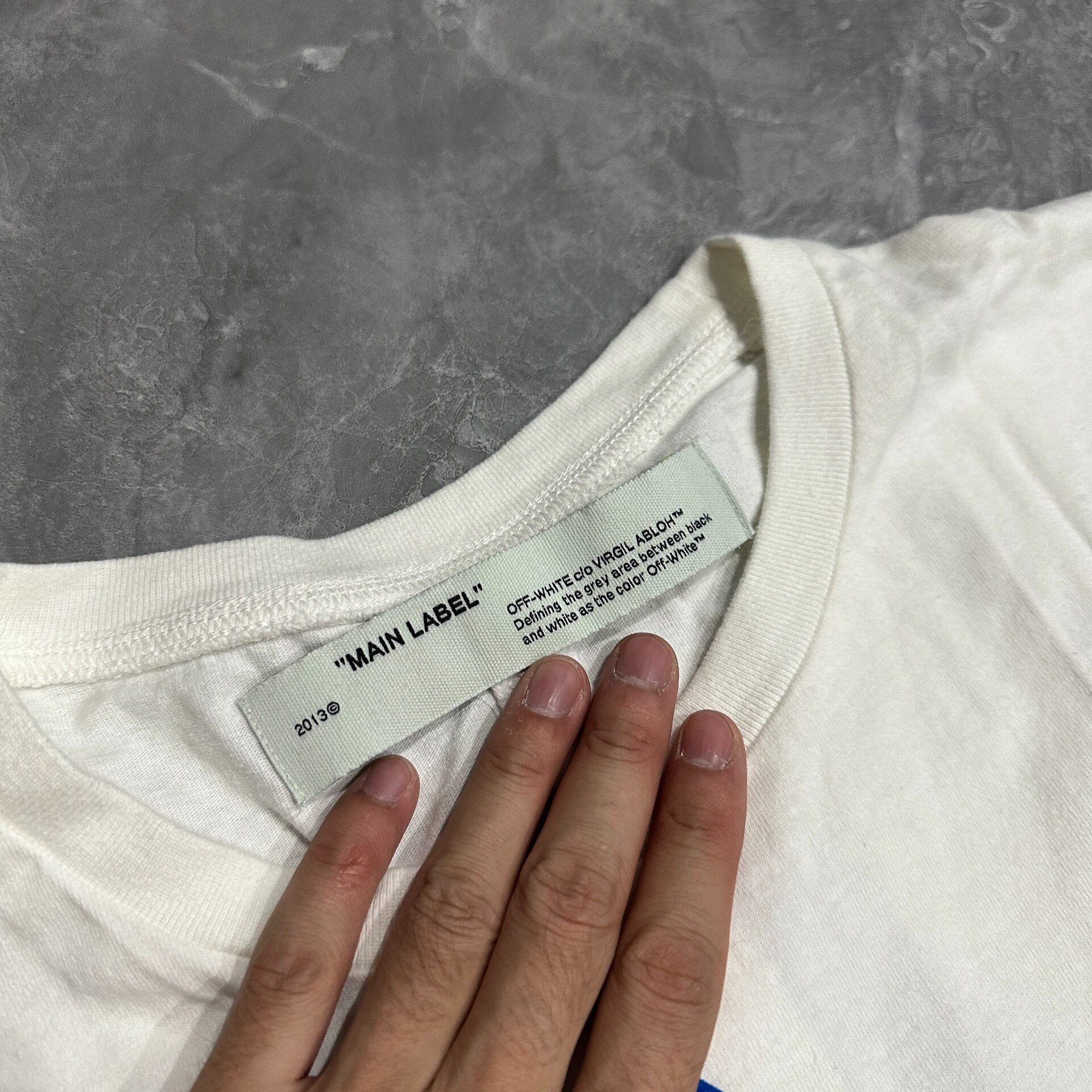 Off-White White Blue Graphic Short Sleeve Tee — back