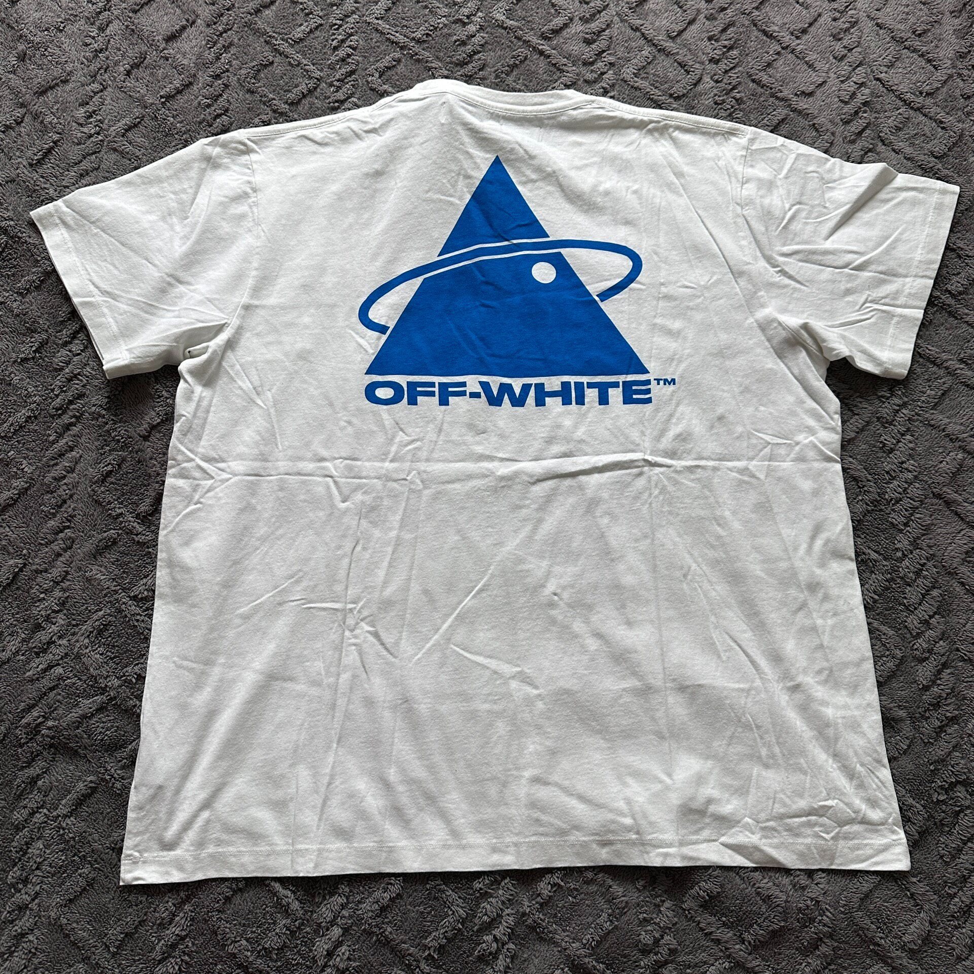 Off-White White Blue Graphic Short Sleeve Tee