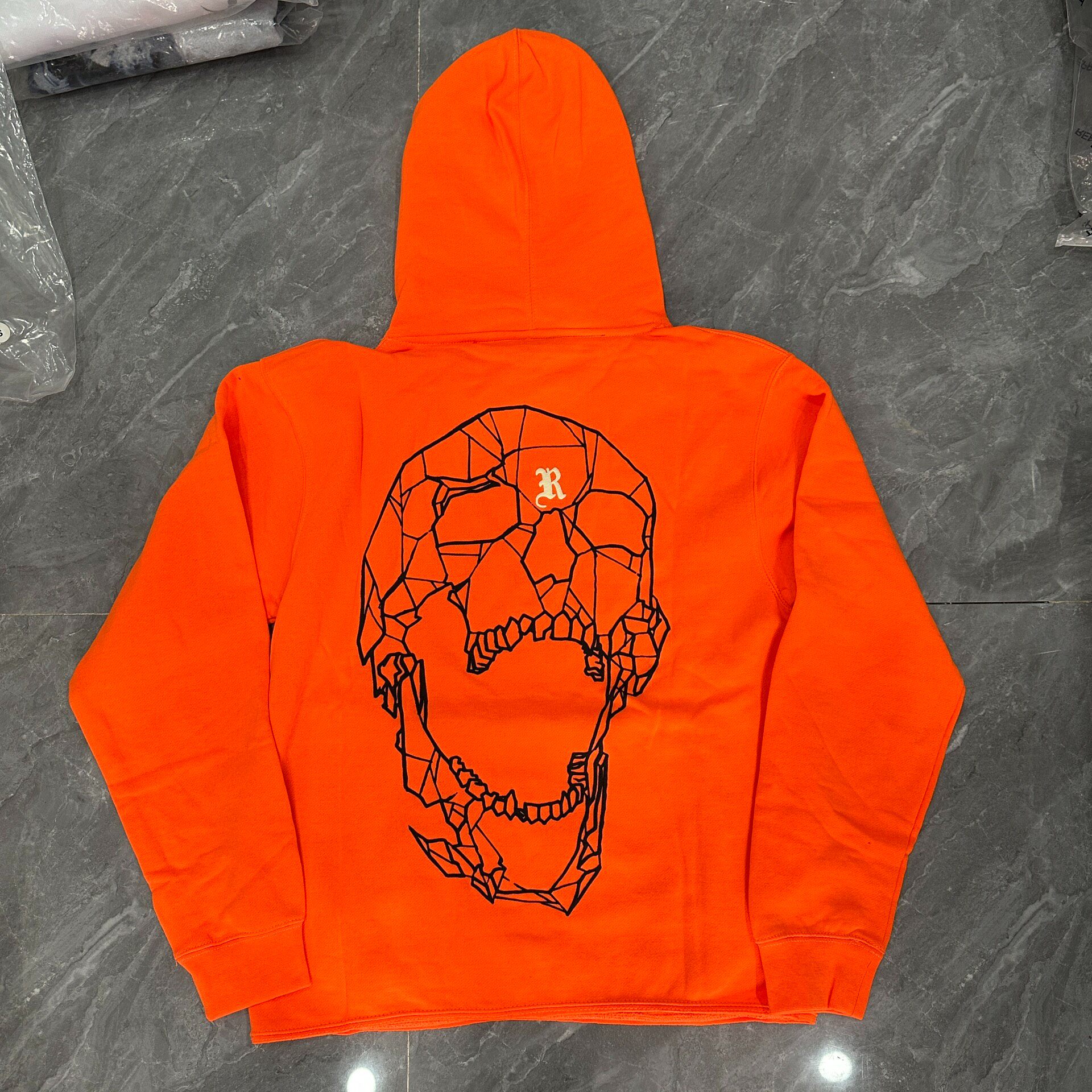 Revenge Spider Skull Orange Hoodie — front