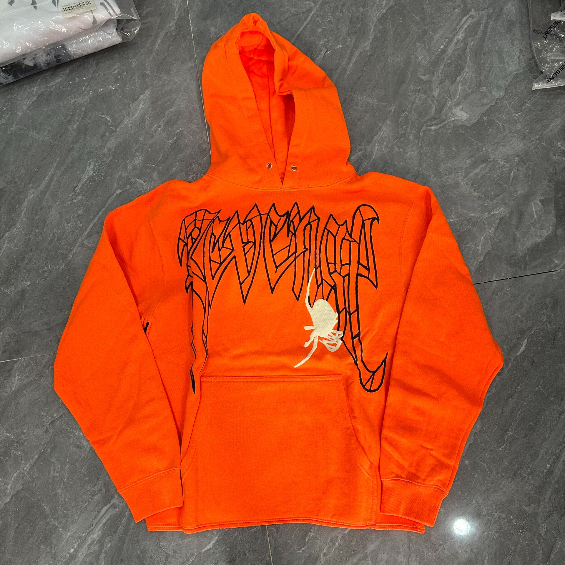 Revenge Spider Skull Orange Hoodie