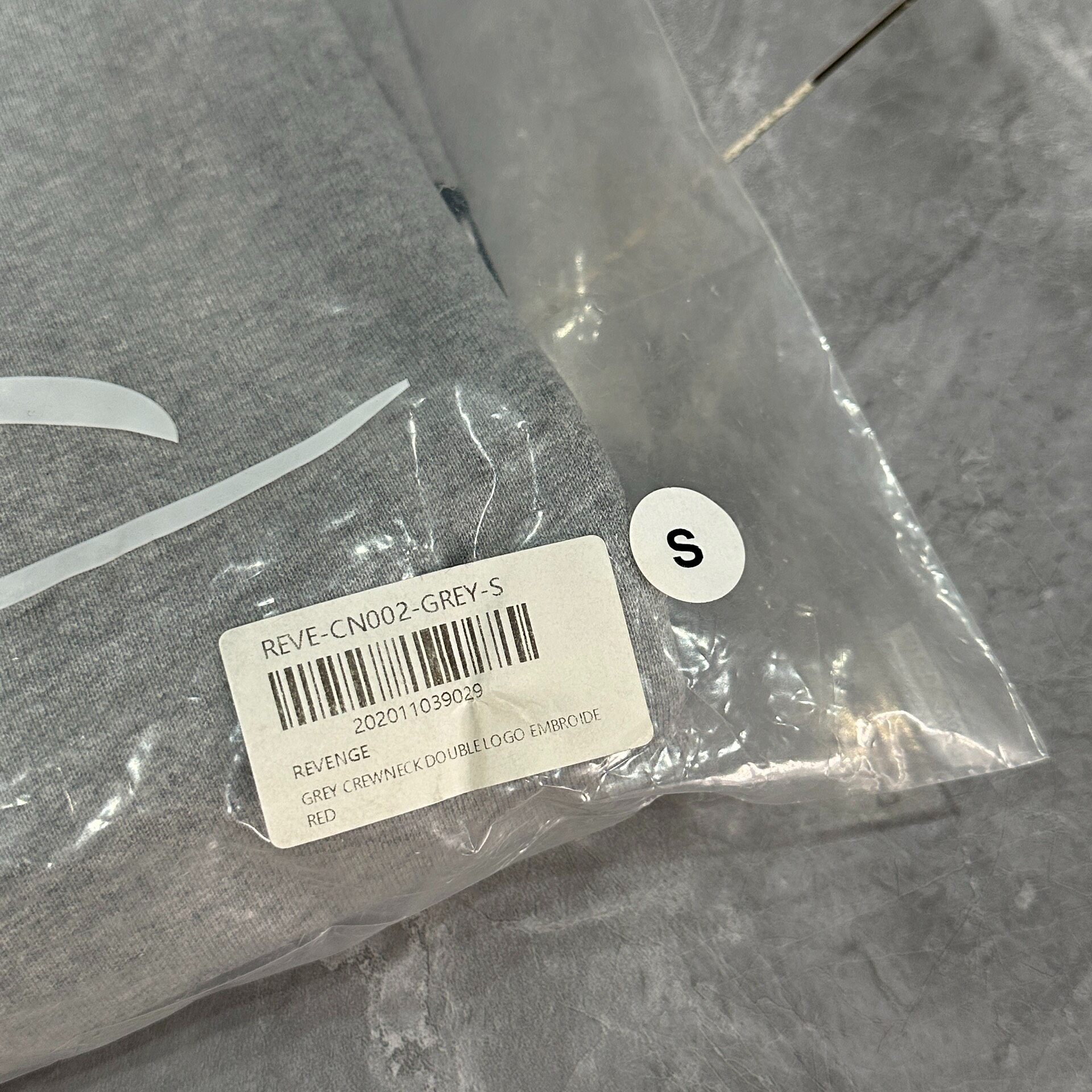 Revenge Grey Gothic Crewneck Sweatshirt — label