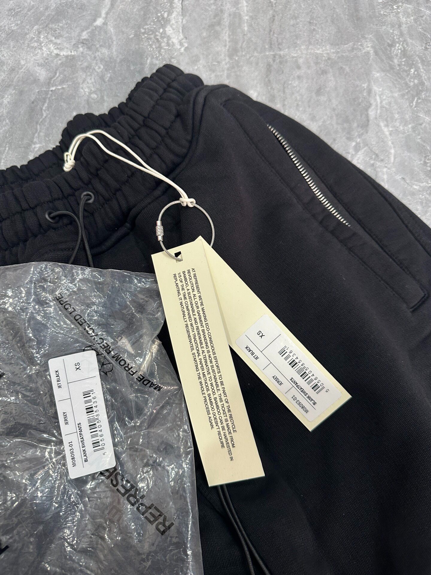 Represent Black Drawstring Embroidery Pants — front