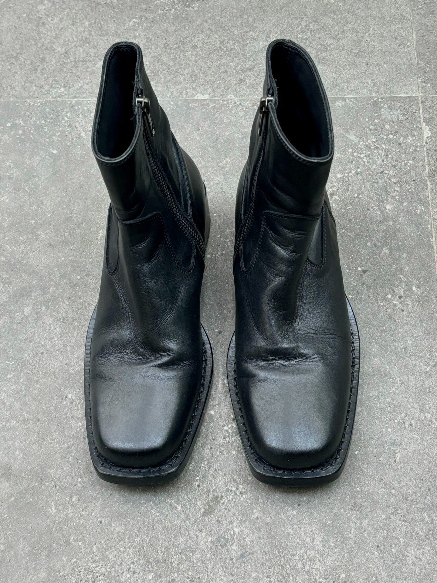 Ann Demeulemeester Square-Toe Military Boots — detail