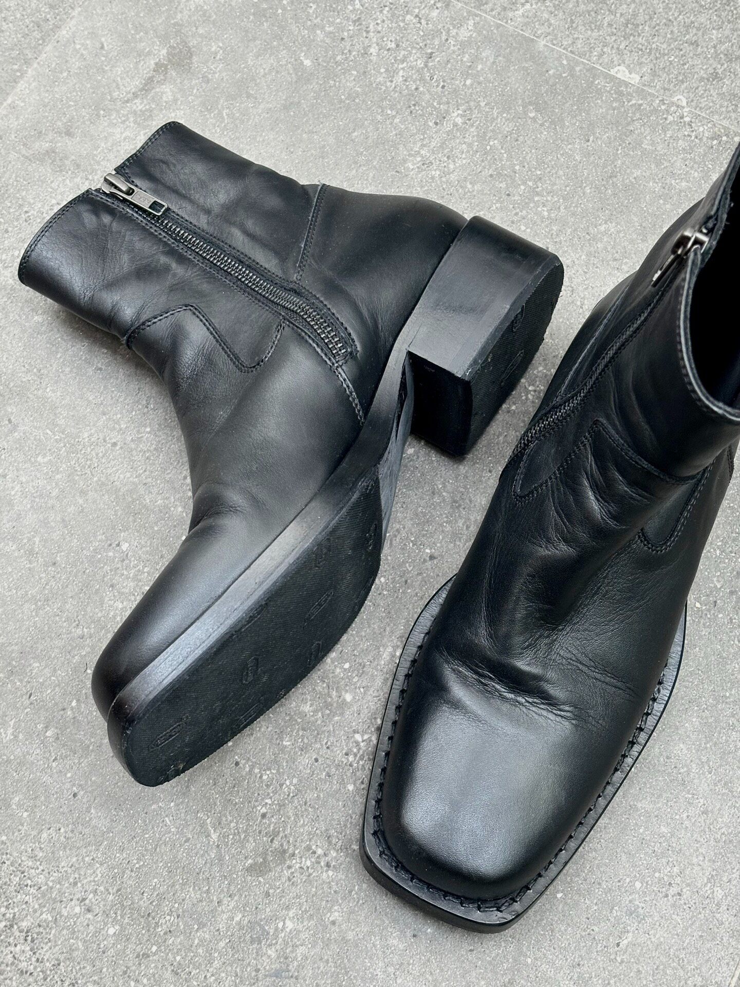 Ann Demeulemeester Square-Toe Military Boots — front