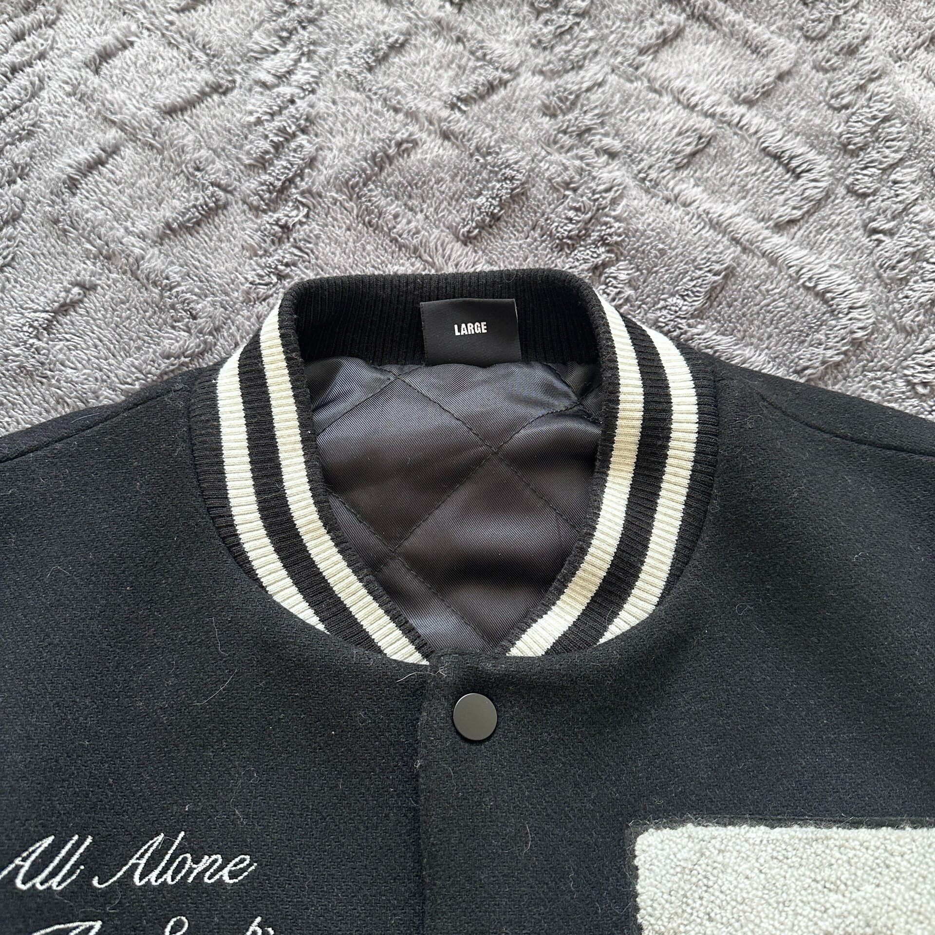 Revenge Skull Embroidered Varsity Jacket — detail