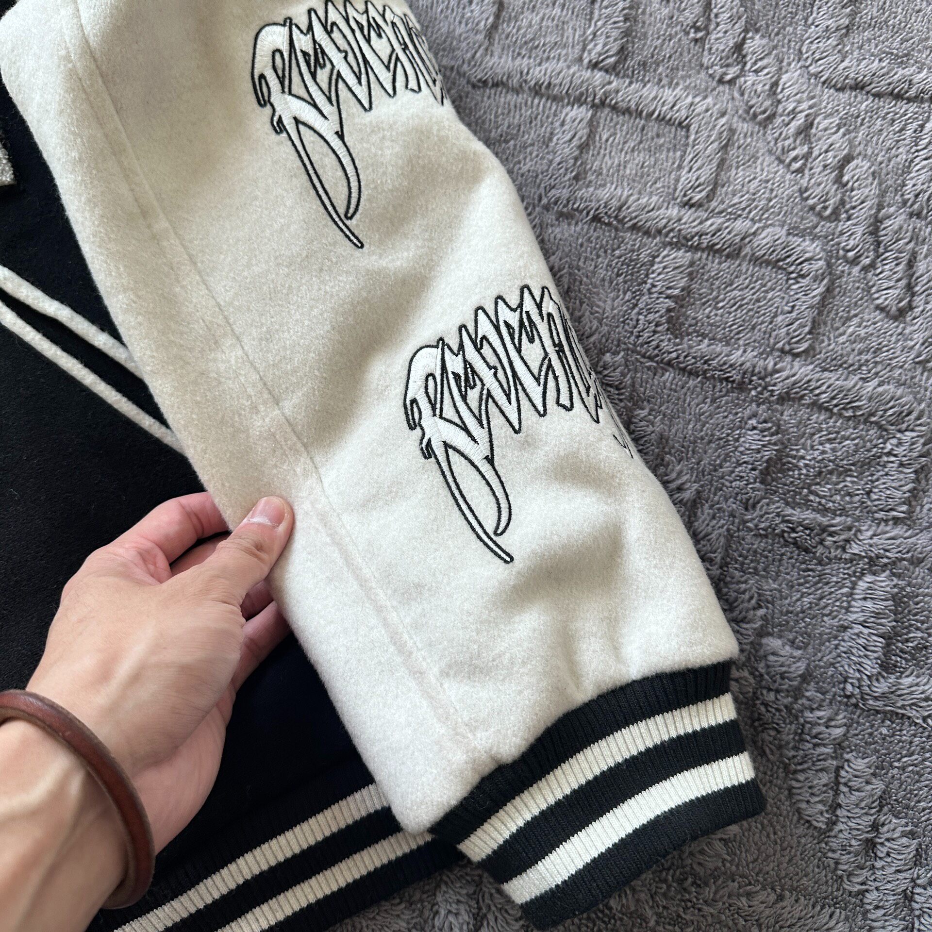 Revenge Skull Embroidered Varsity Jacket — back