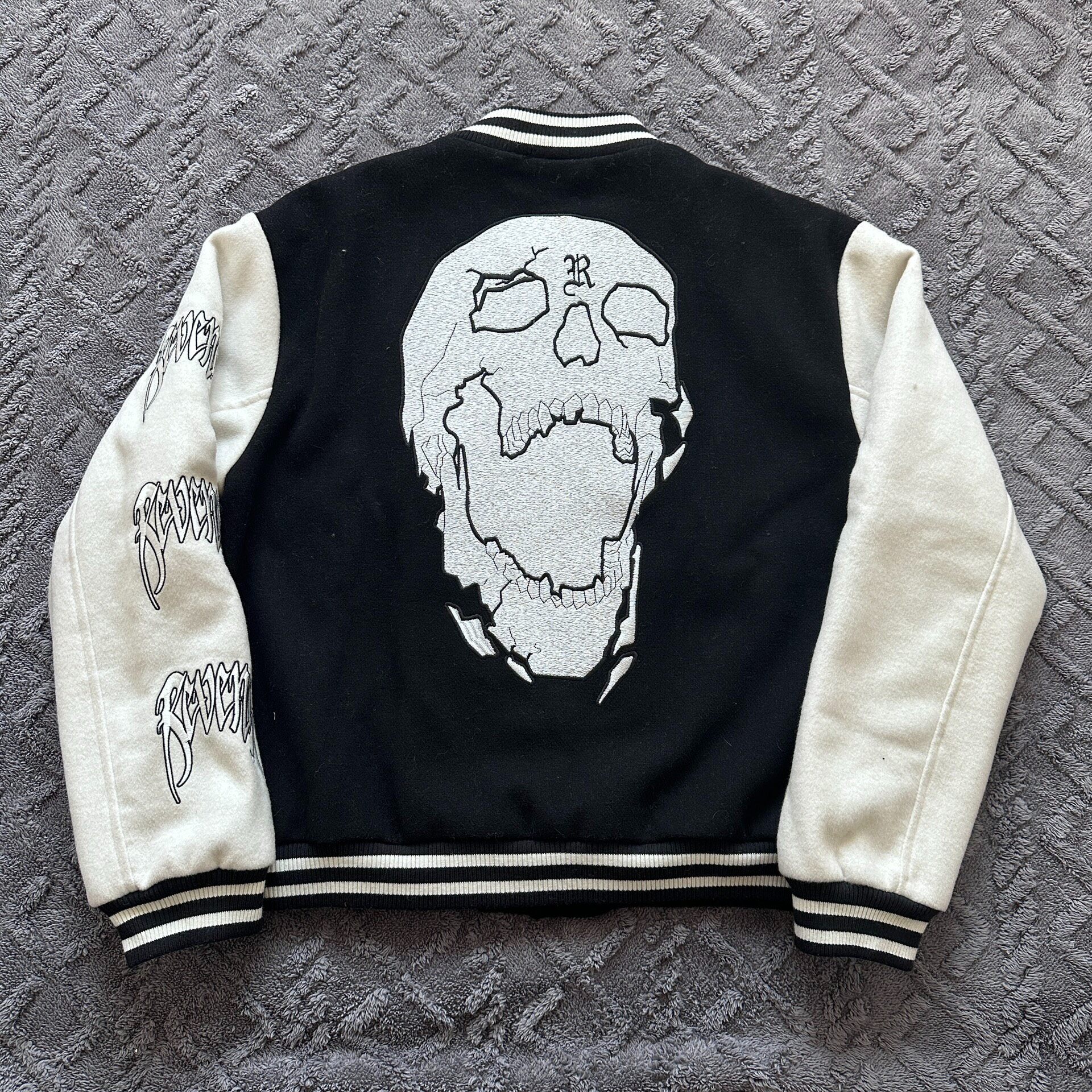 Revenge Skull Embroidered Varsity Jacket