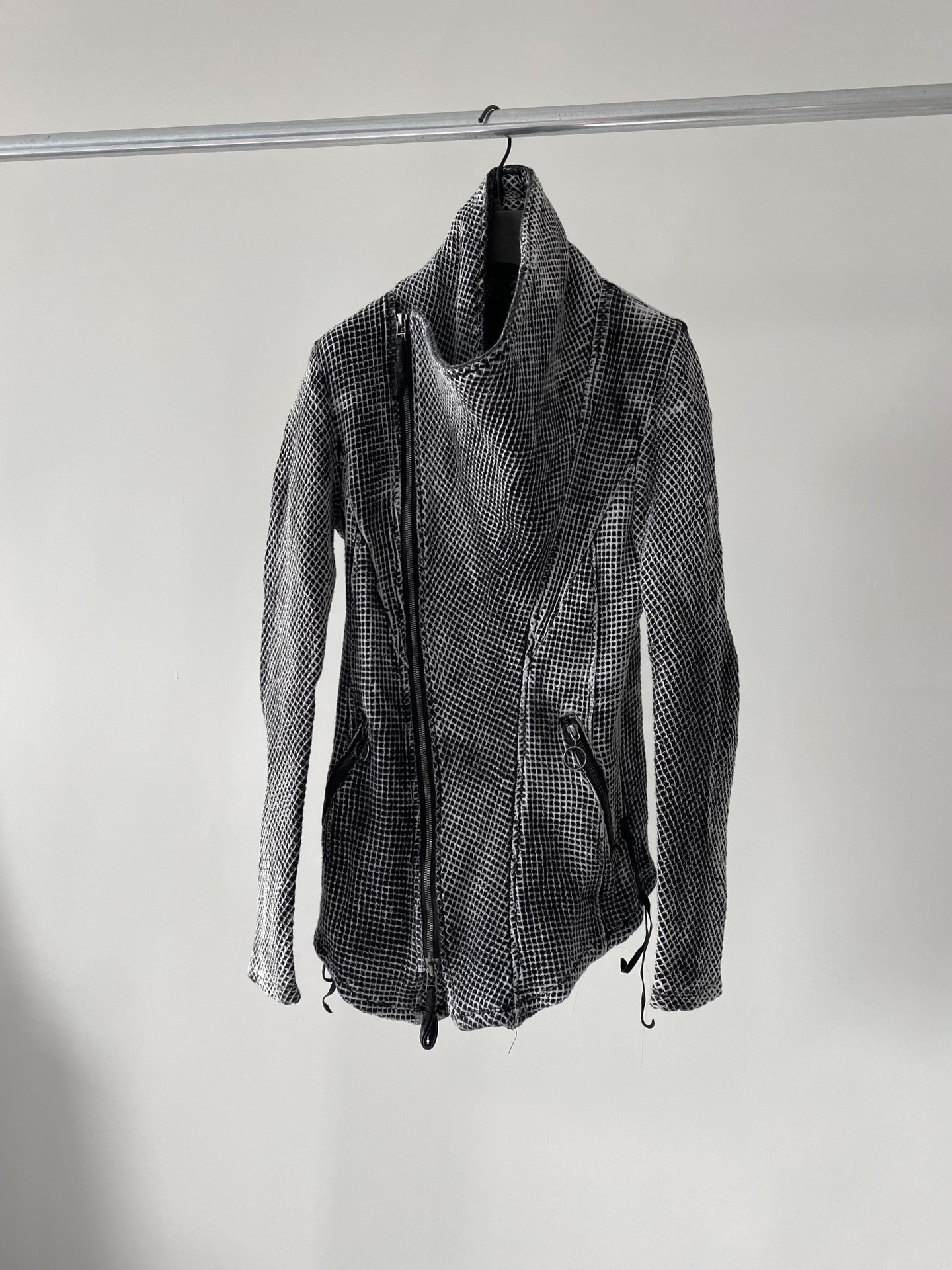 Kmrii Dark Grid-Patterned Jacket