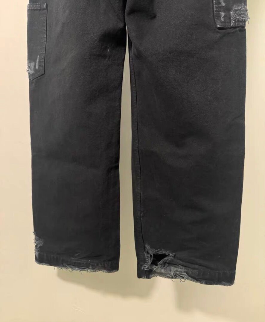 ERD 24ss Black Distressed Carpenter Pants — back
