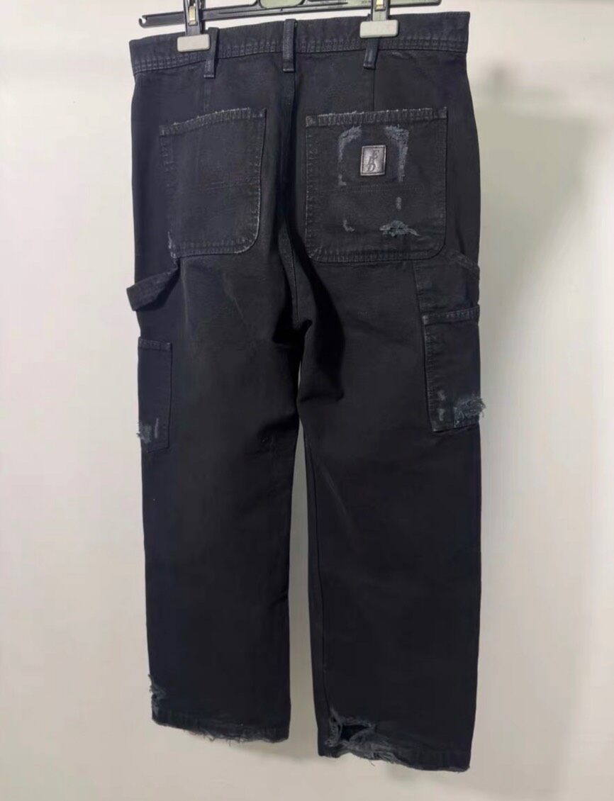 ERD 24ss Black Distressed Carpenter Pants — detail