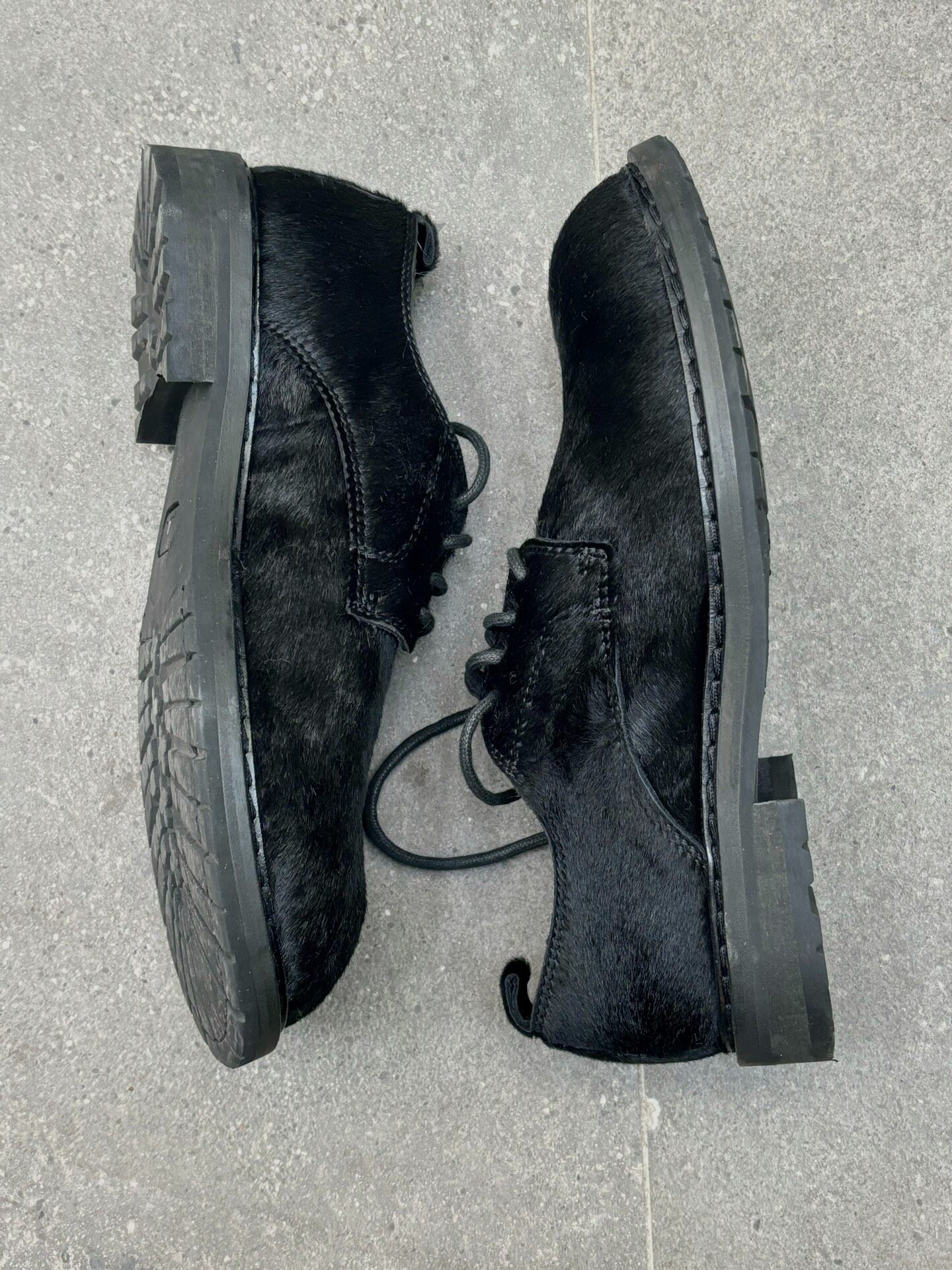 Ann Demeulemeester Horsehair Derby Shoes — label