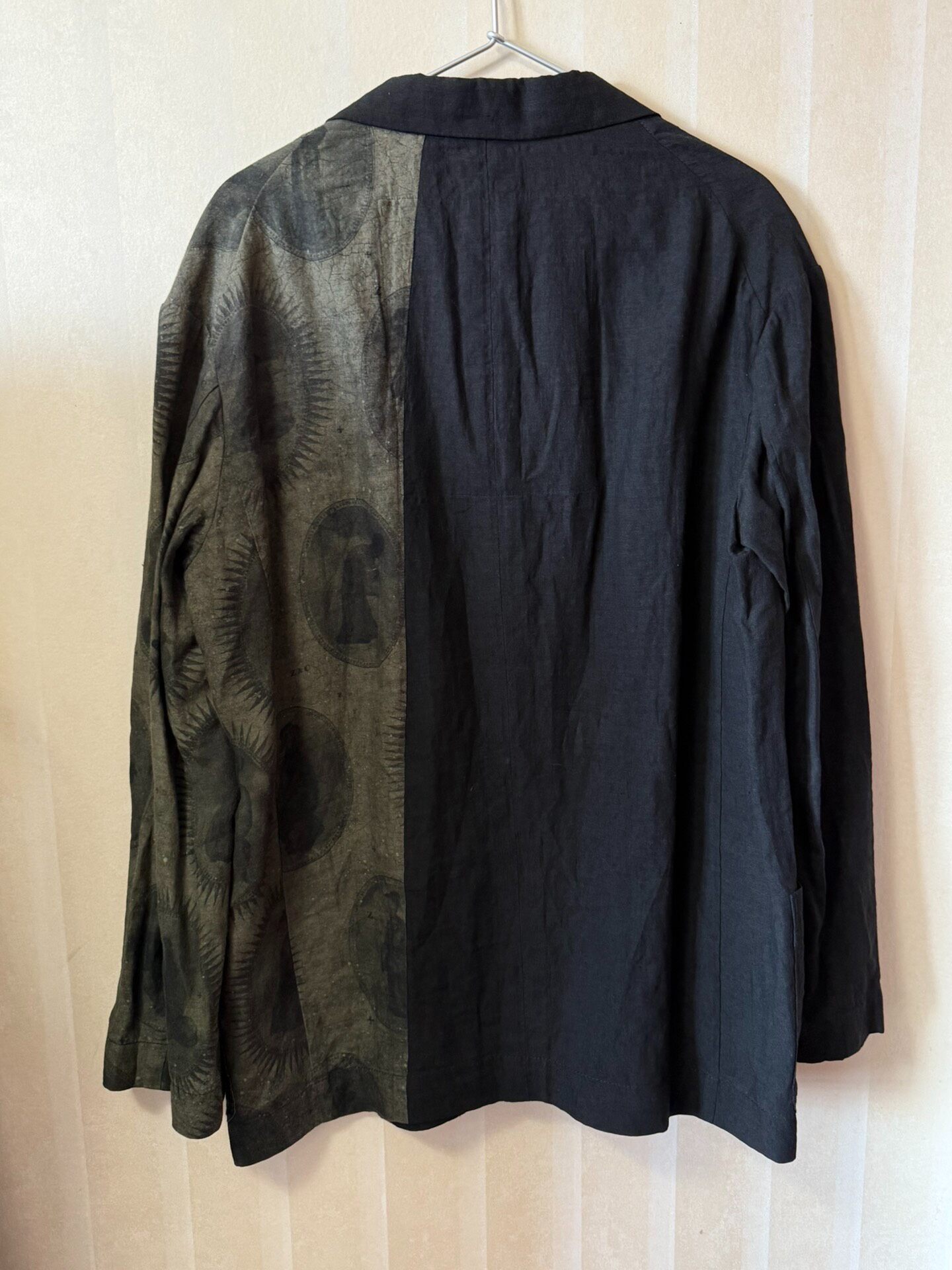 Ziggy Chen 22SS Green Linen Patchwork Jacket — front
