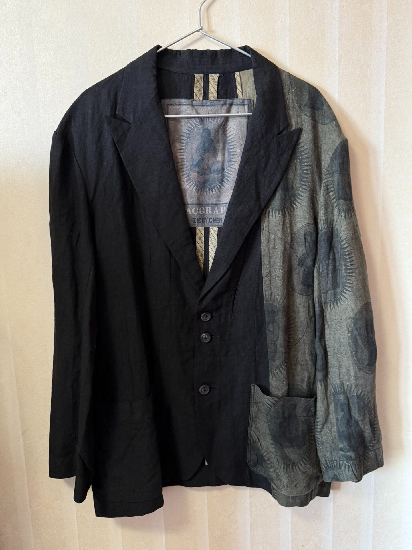 Ziggy Chen 22SS Green Linen Patchwork Jacket