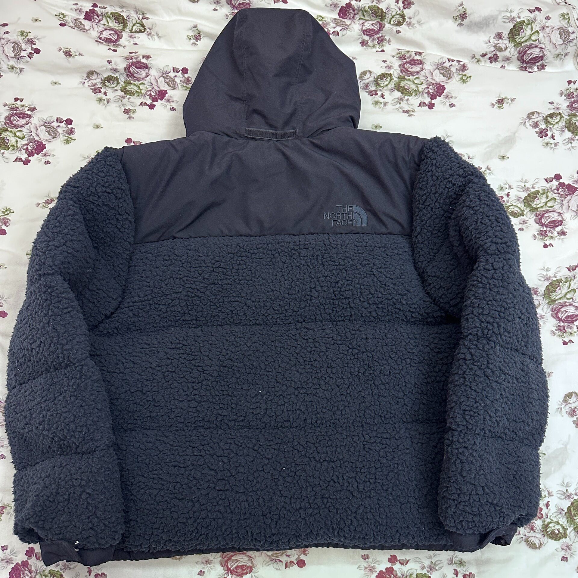 The North Face Navy Fleece Down Jacket — front
