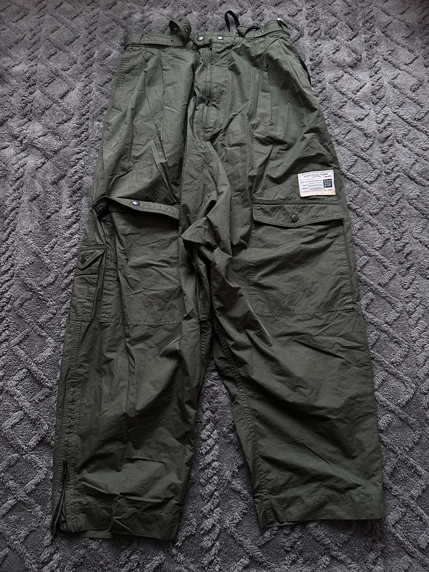 Mihara Yasuhiro Green Wide Leg Cargo Pants
