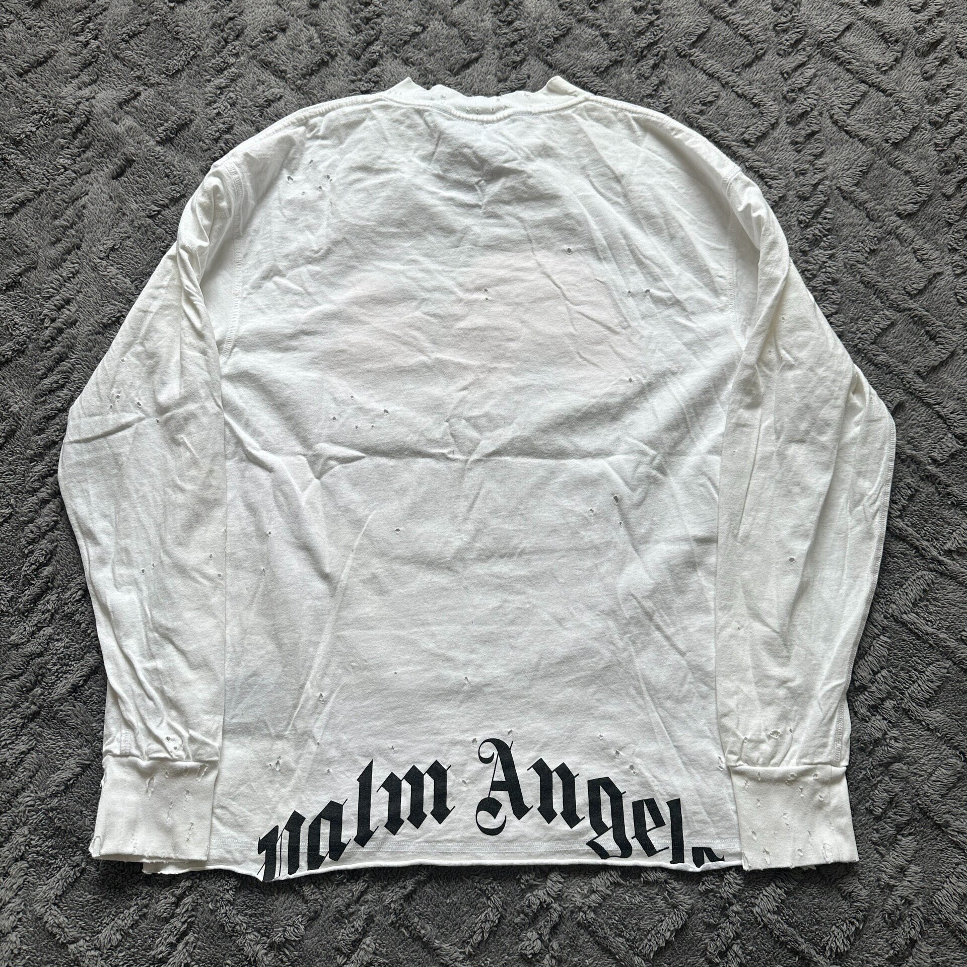 Palm Angels White Bear Long Sleeve Top — front