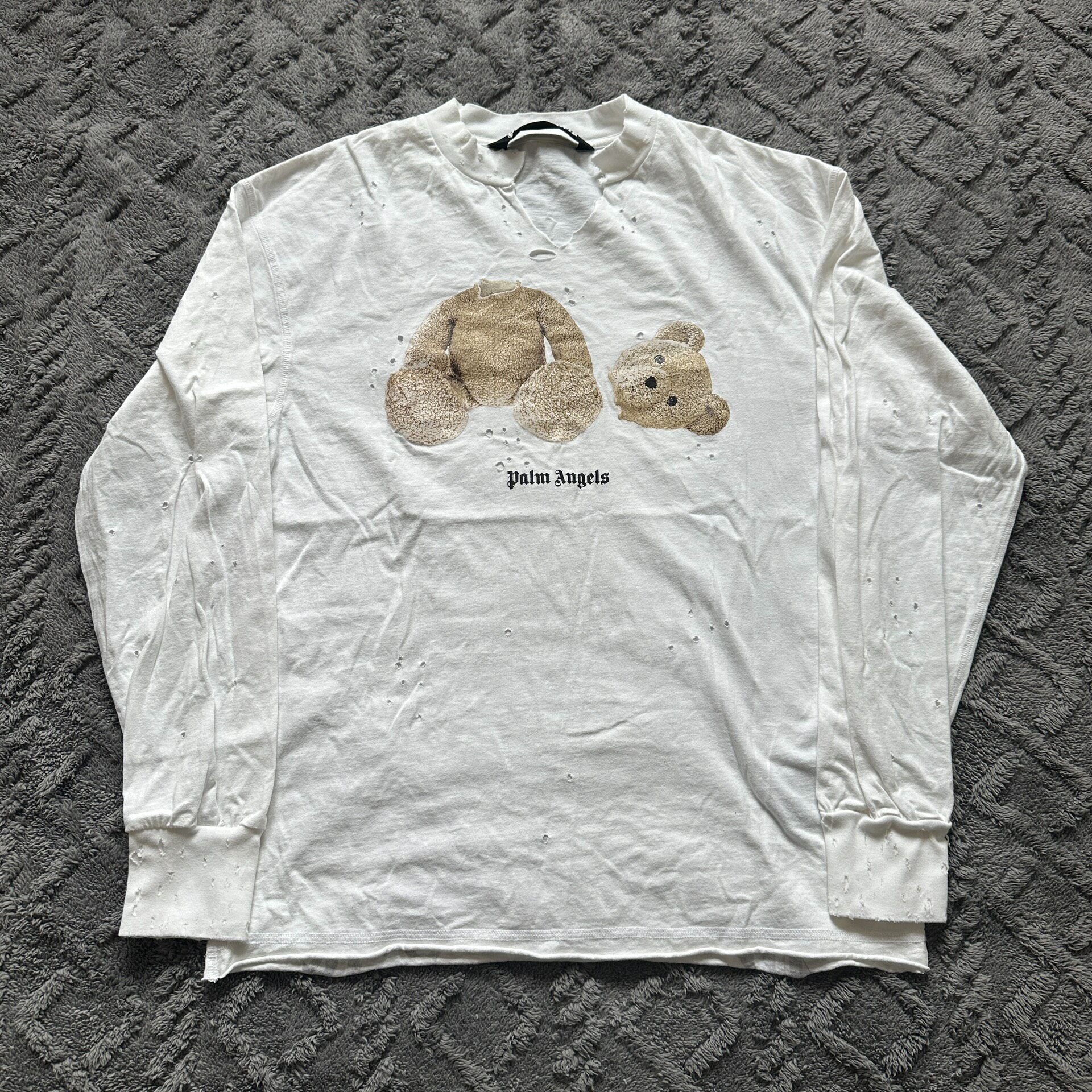 Palm Angels White Bear Long Sleeve Top