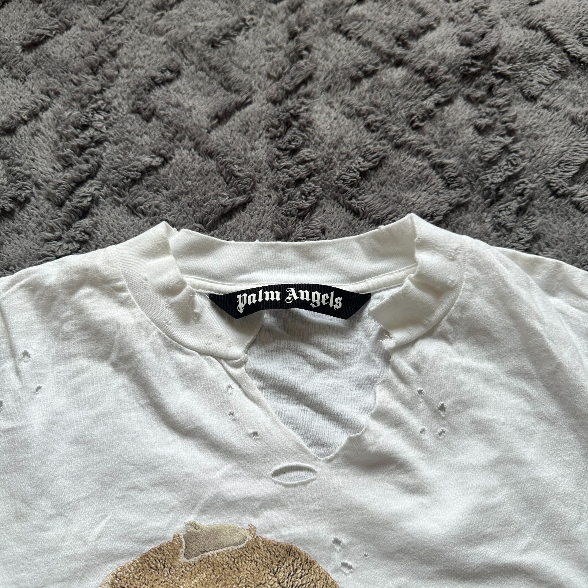 Palm Angels White Bear Long Sleeve Top — back