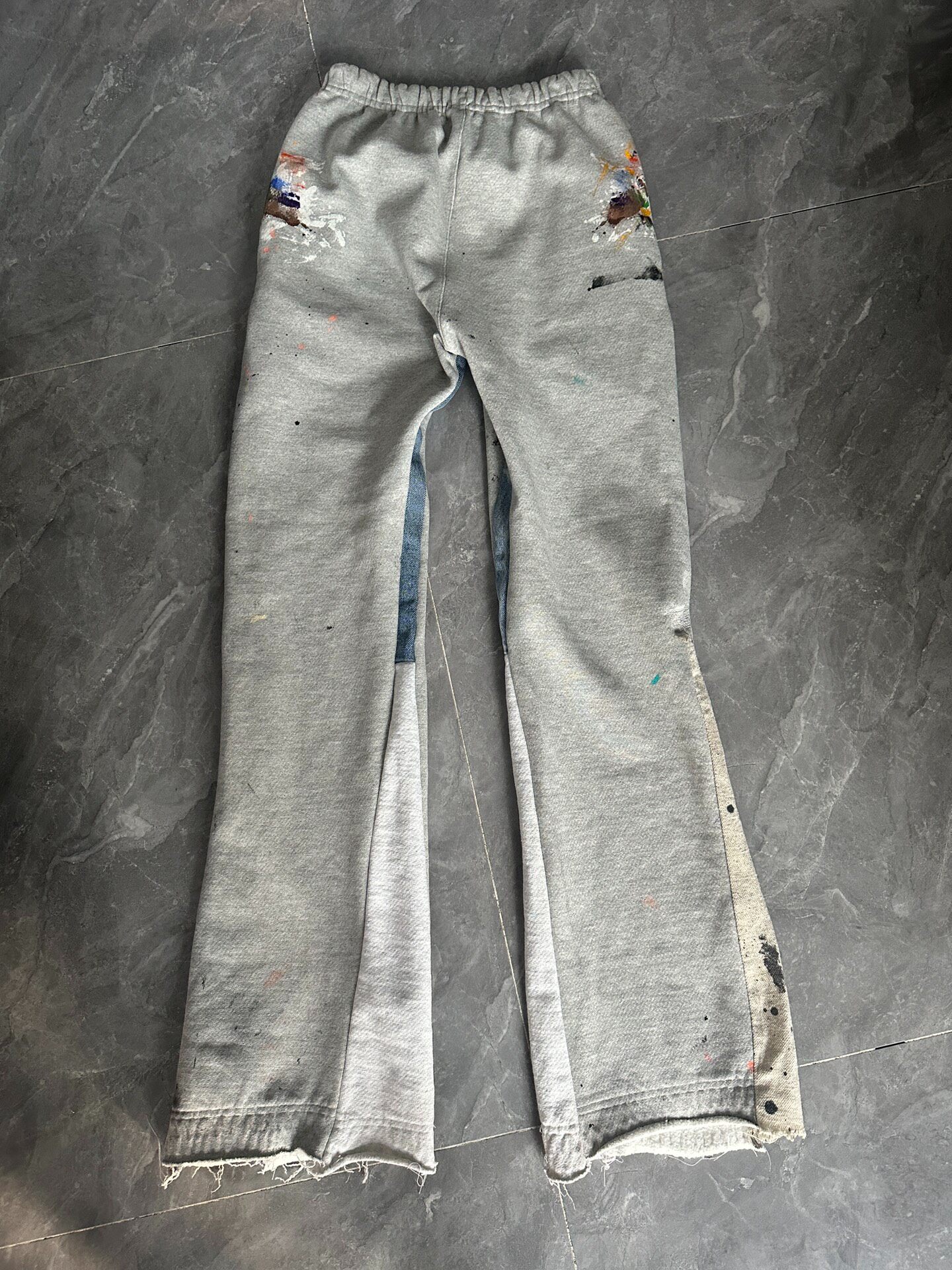 Gallery Dept Flared Gray Paint-Splatter Pants — front