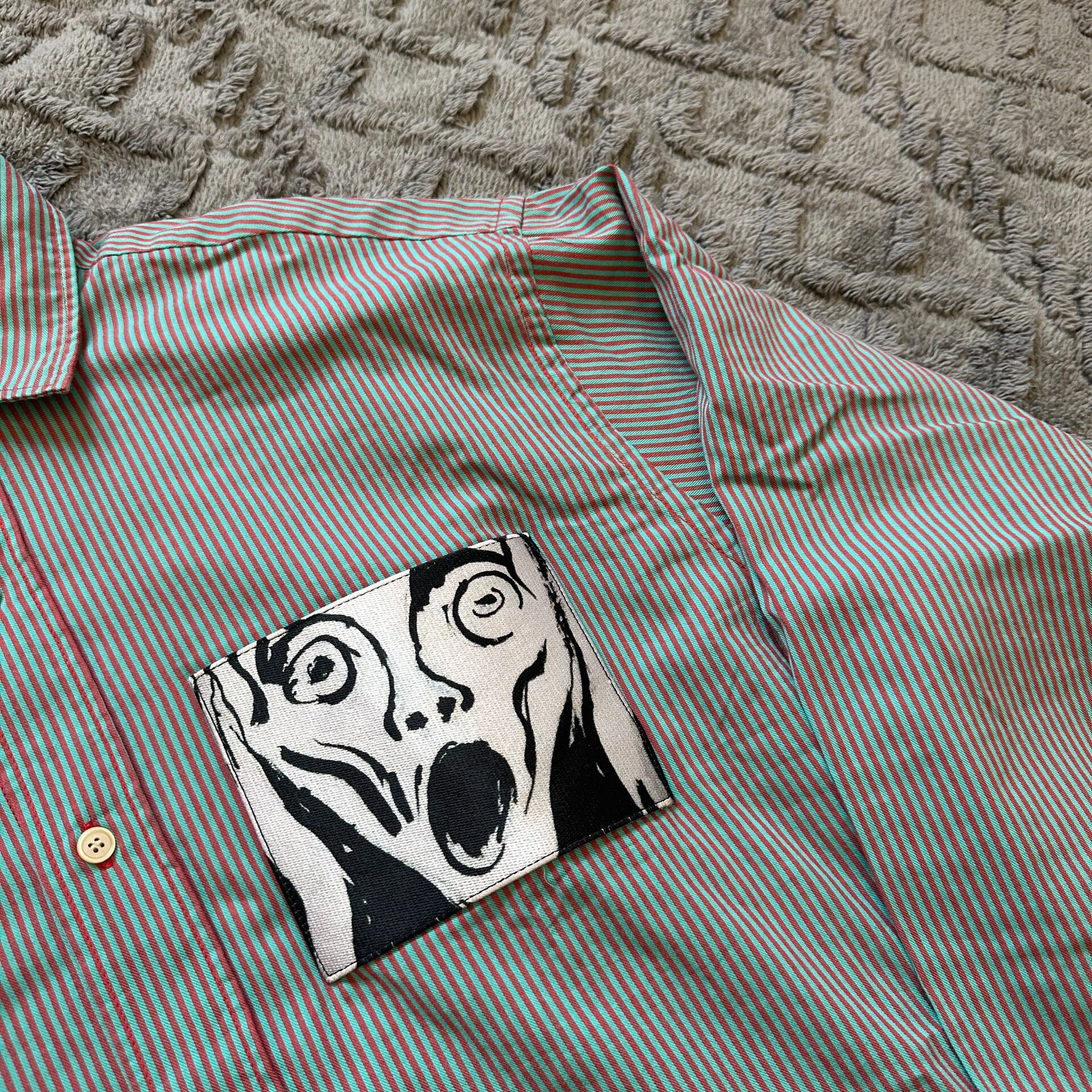 Acne Studios Striped Face Patch Shirt — detail