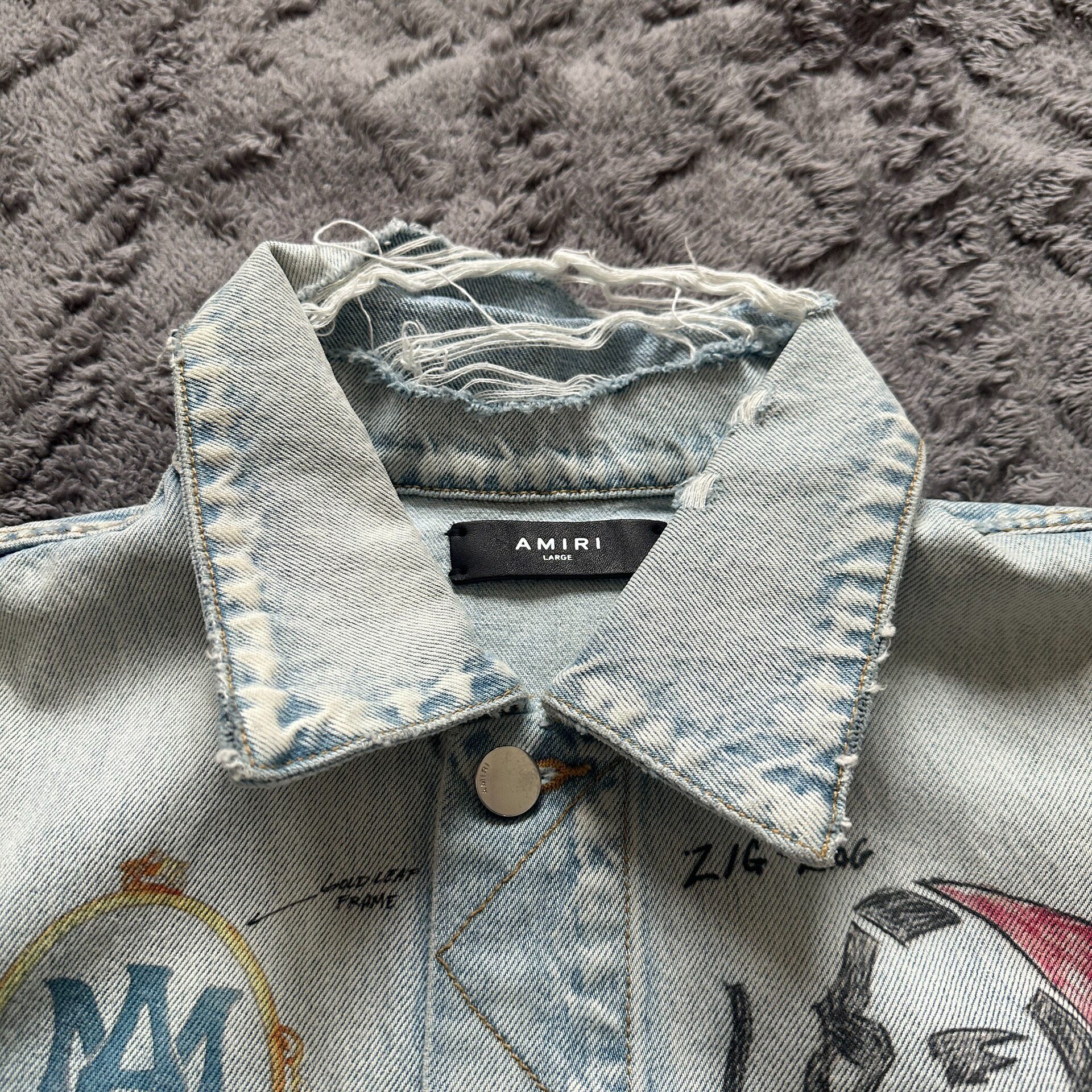 Amiri Rare Distressed Denim Jacket — detail
