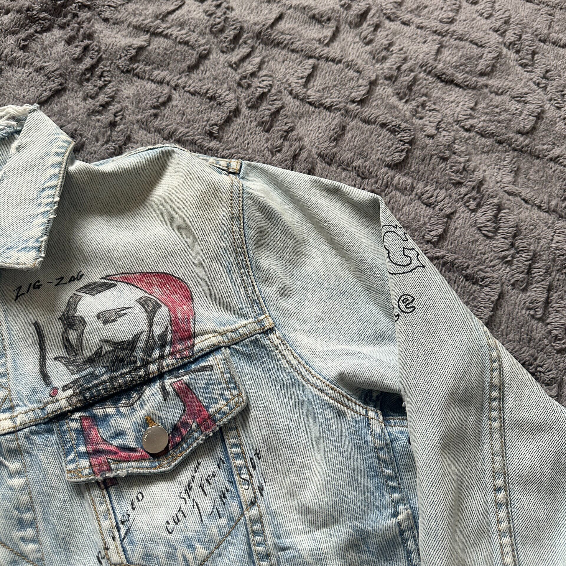 Amiri Rare Distressed Denim Jacket — label