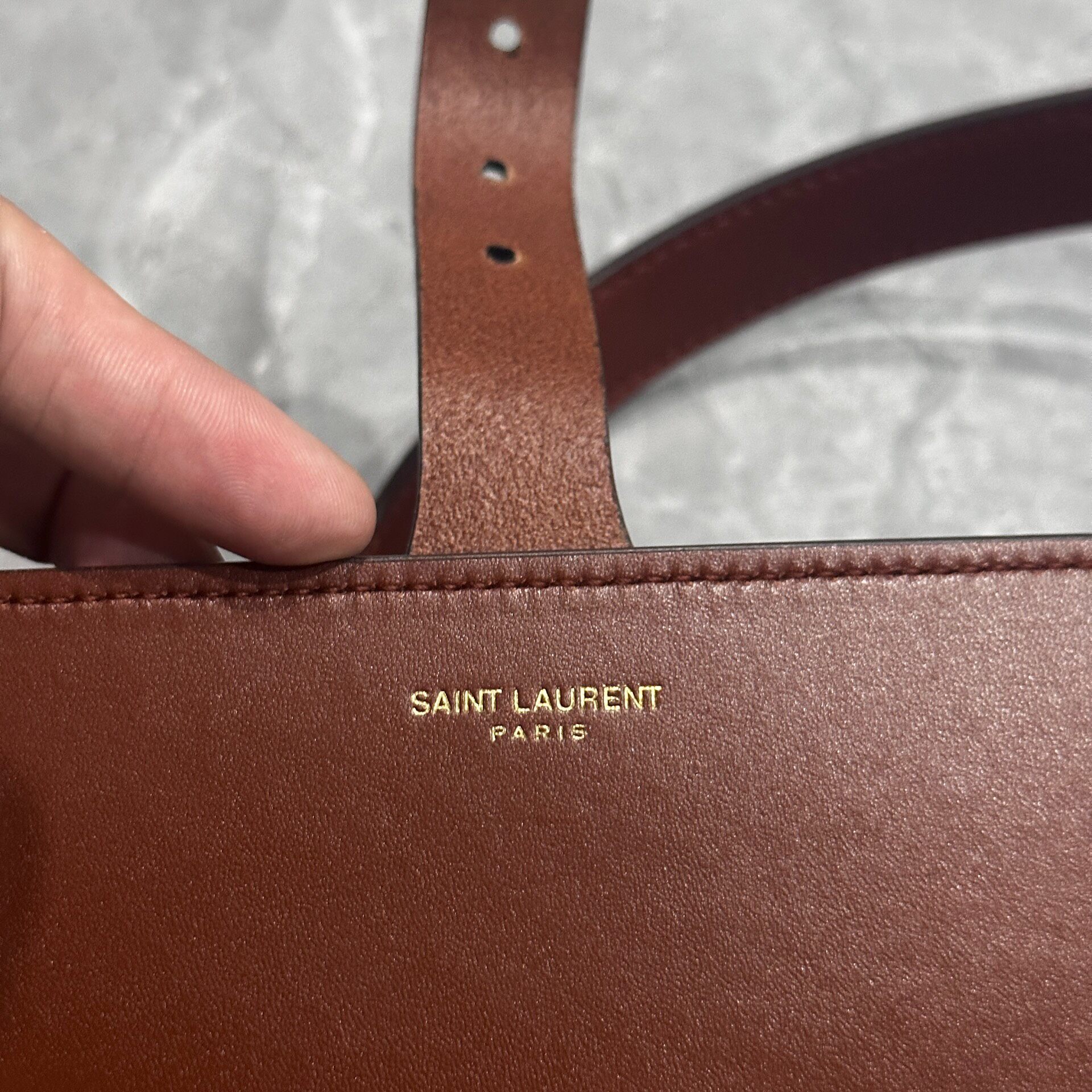 Saint Laurent YSL Monogram Brown Crossbody Bag — detail