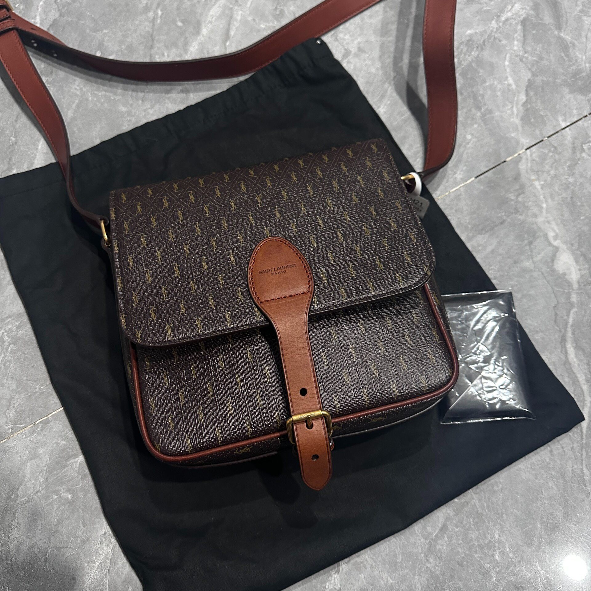 Saint Laurent YSL Monogram Brown Crossbody Bag