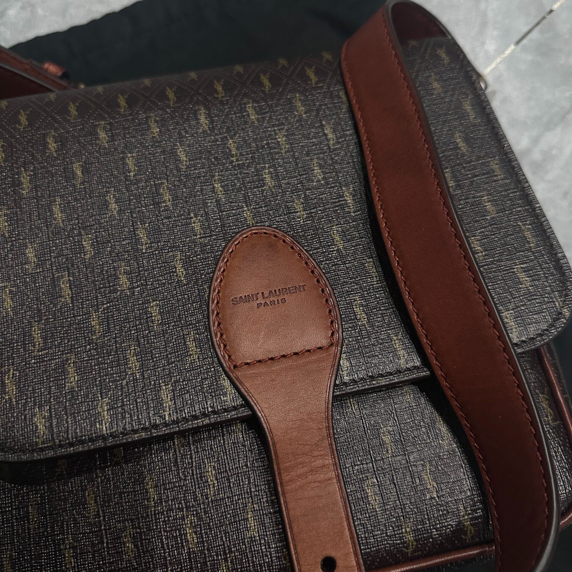 Saint Laurent YSL Monogram Brown Crossbody Bag — front