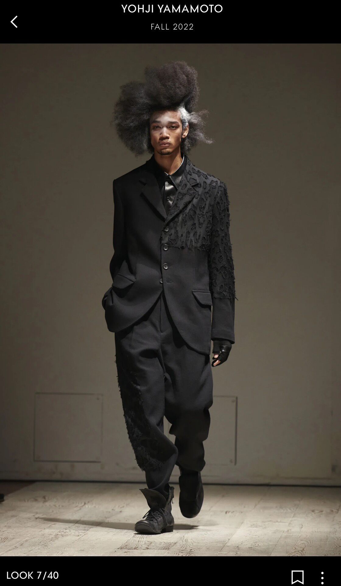 Yohji Pour Homme 22AW Frayed Leopard Pants — detail
