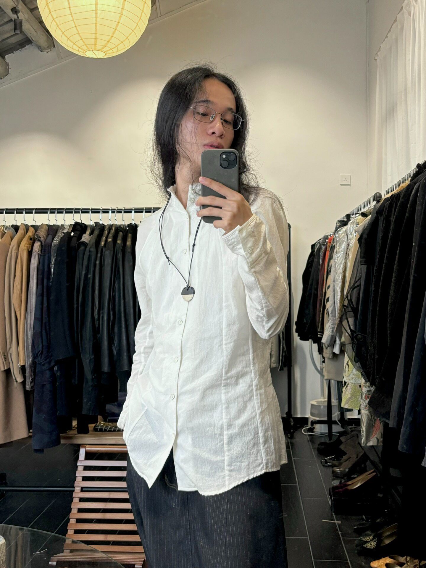 Ann Demeulemeester Silver Disc Necklace — front