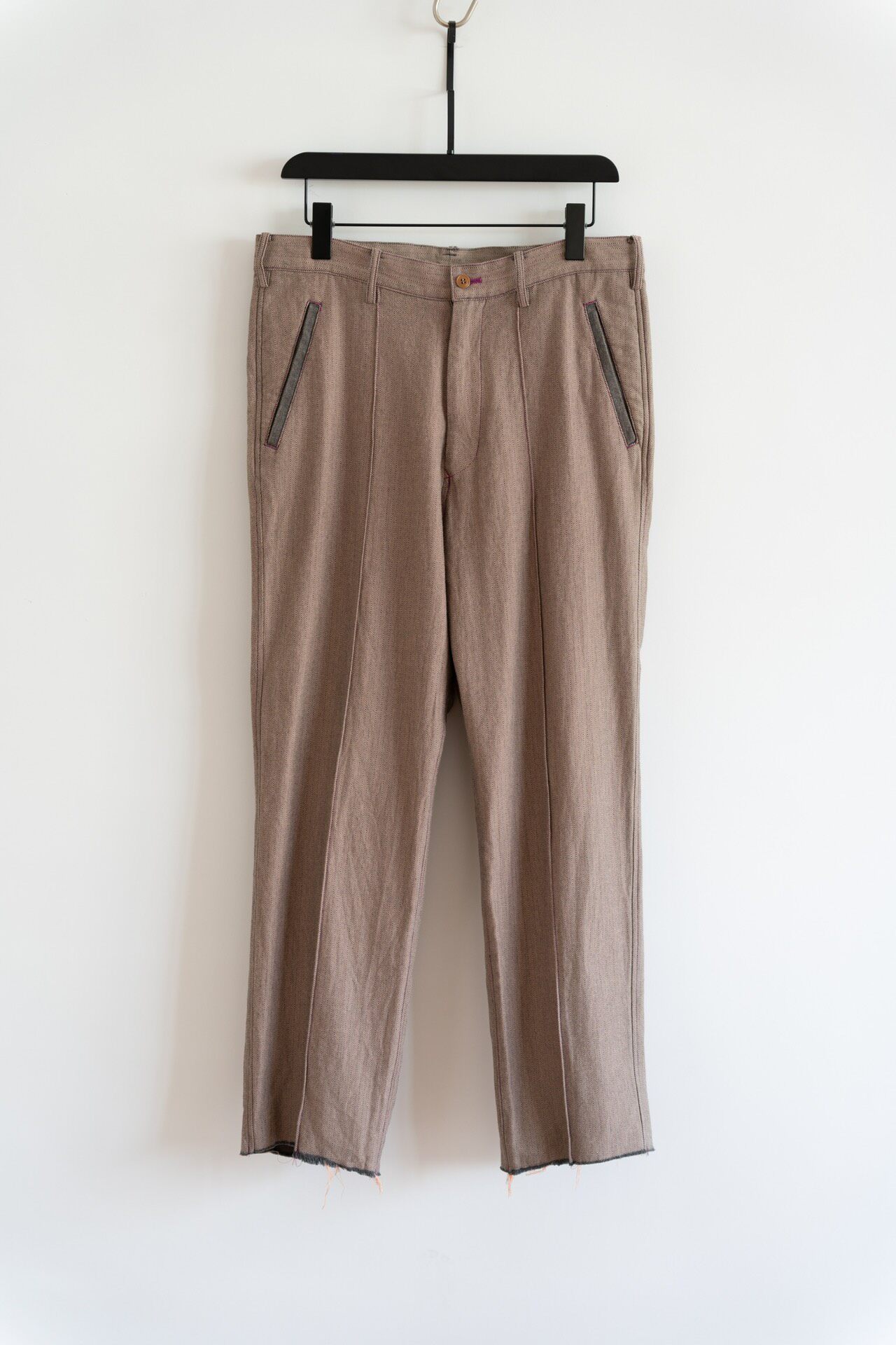 Sulvam 19SS Frayed Herringbone Trousers