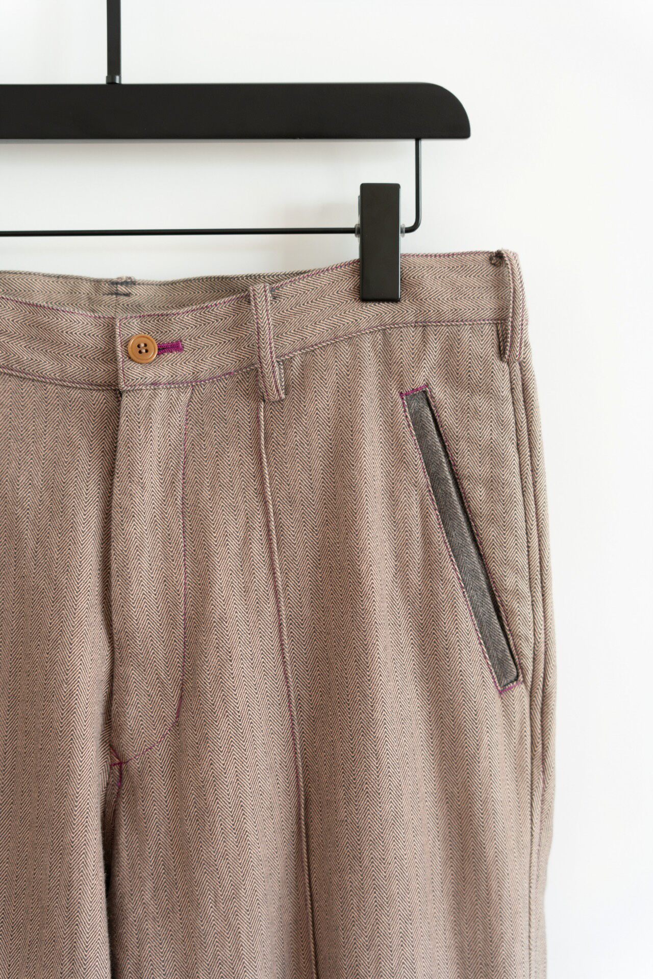 Sulvam 19SS Frayed Herringbone Trousers — back