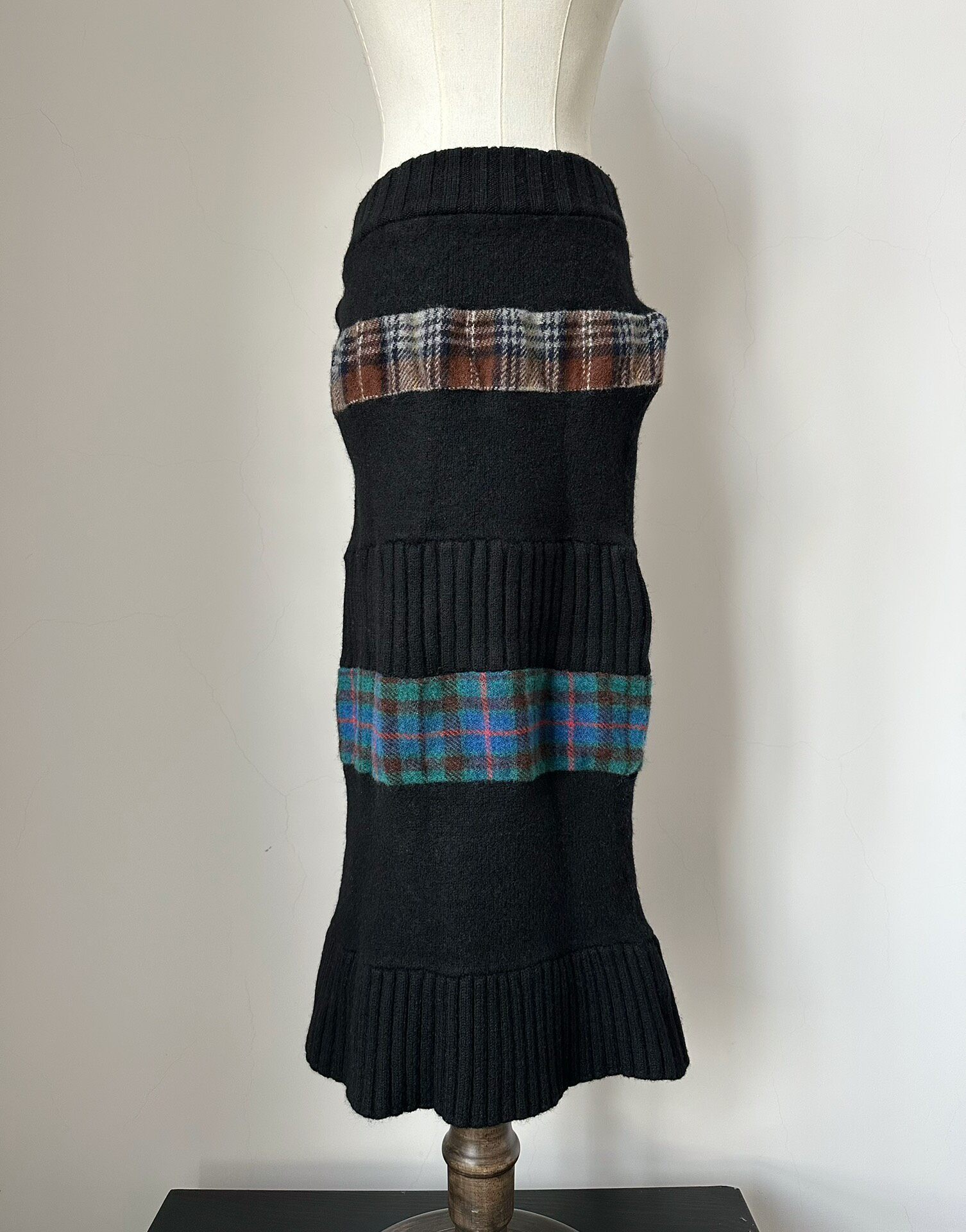 Comme des Garcons Tricot Plaid Midi Skirt