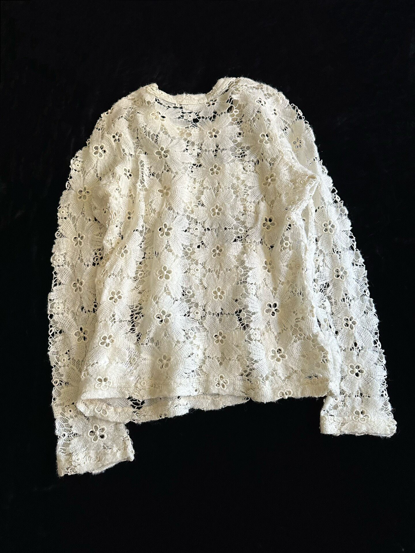 Comme des Garcons Cream Lace Top — front