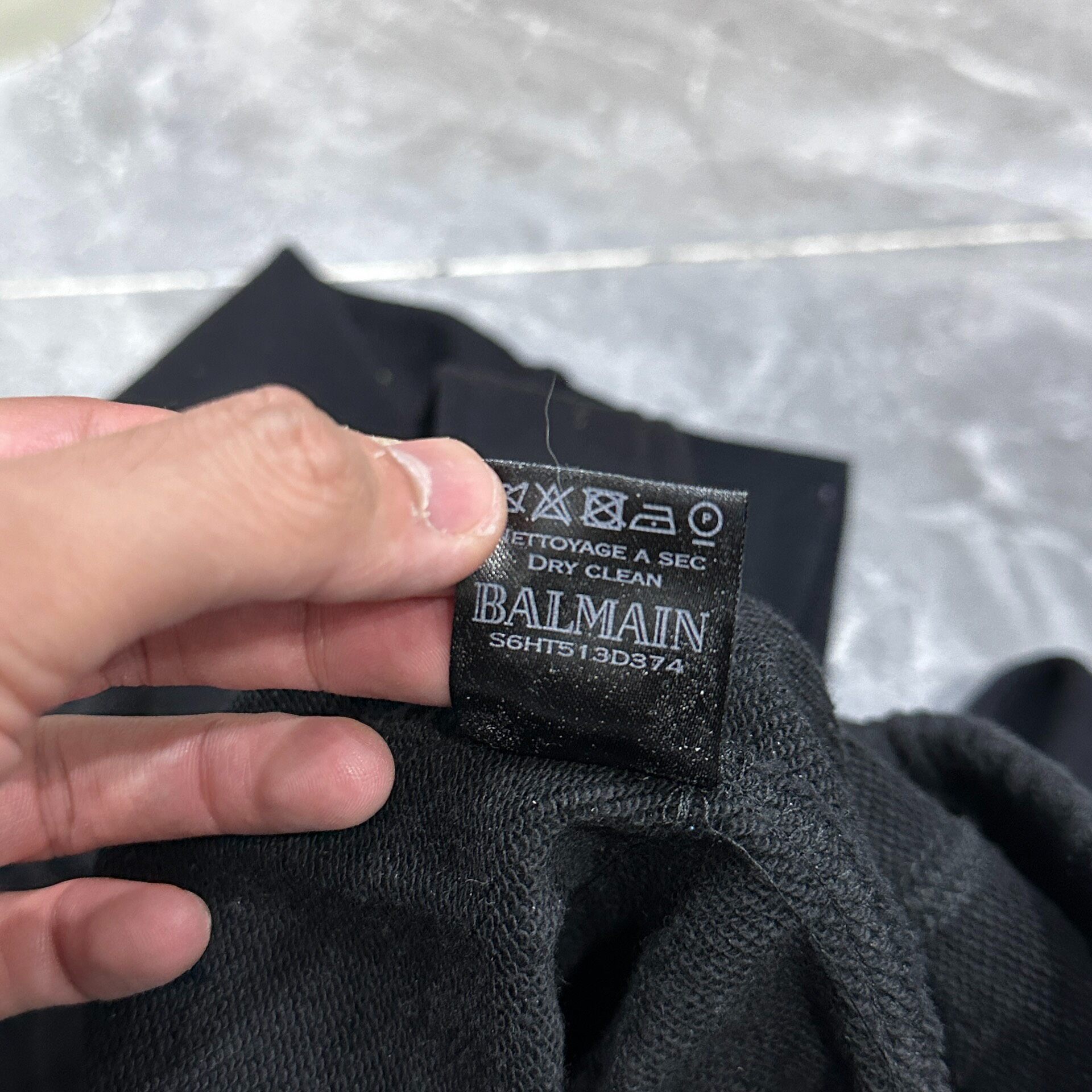 Balmain Ribbon Pocket Black Sweatpants — back