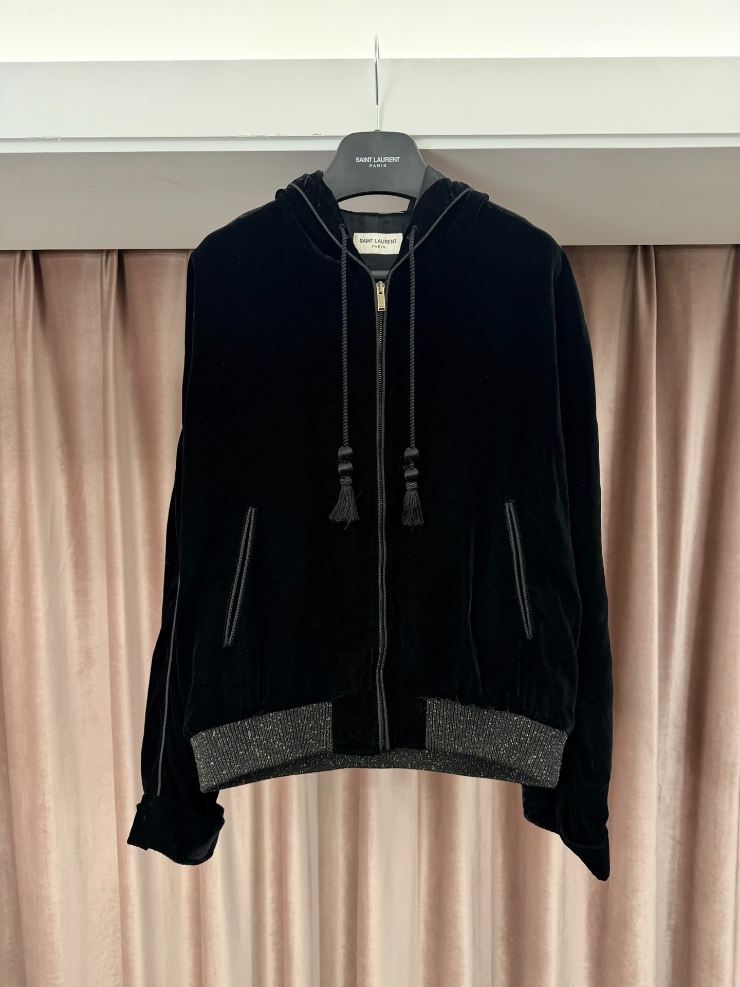 Saint Laurent 2020SS Hooded Tassel Velvet Coat