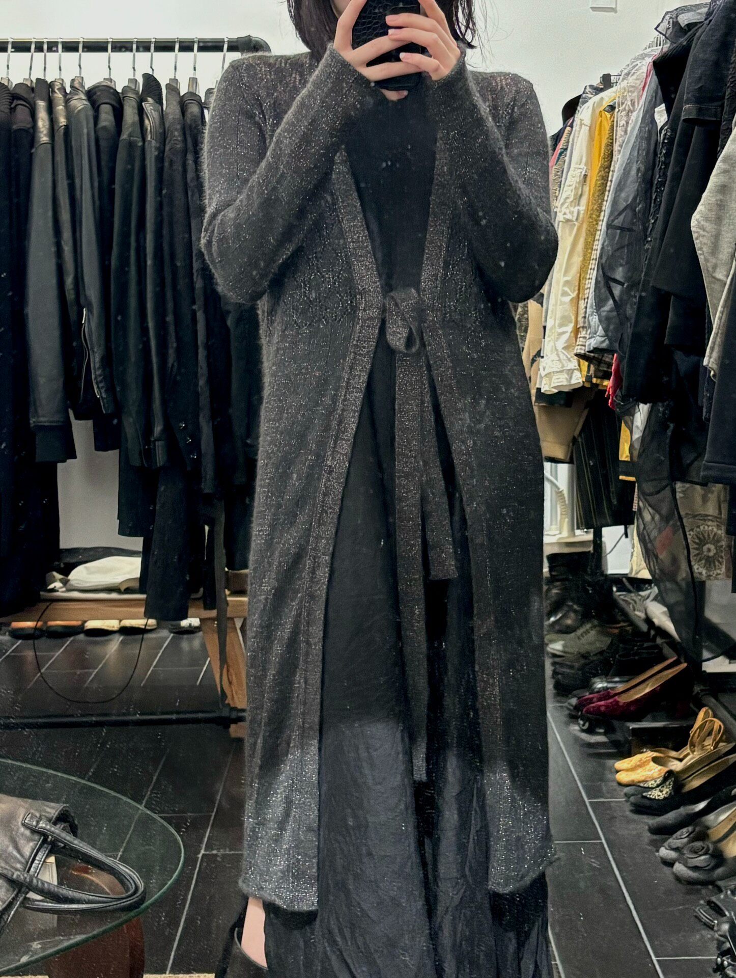 Dries Van Noten 90s Gold Thread Knit Dress — front