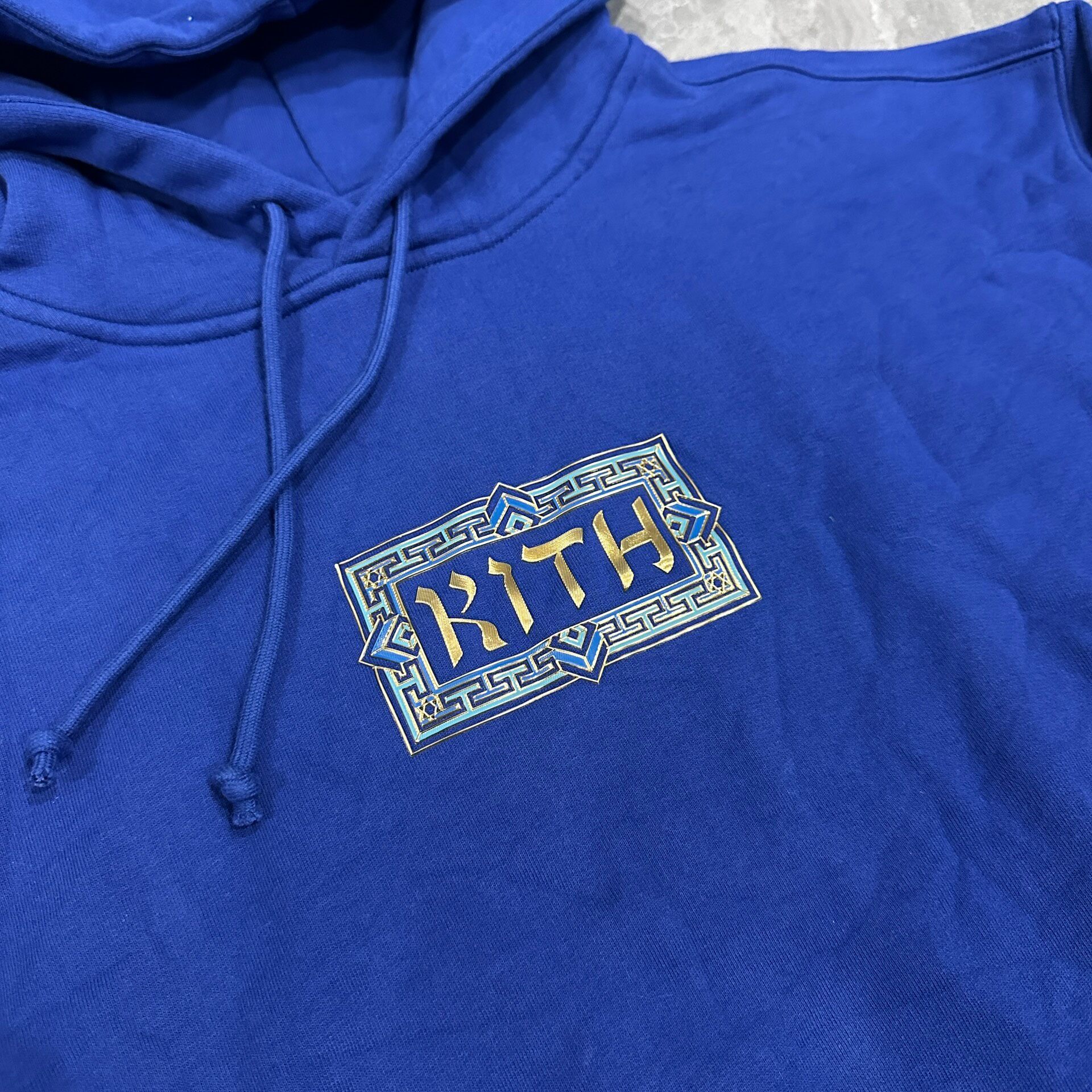 Kith Hanukkah Blue Logo Hoodie — front