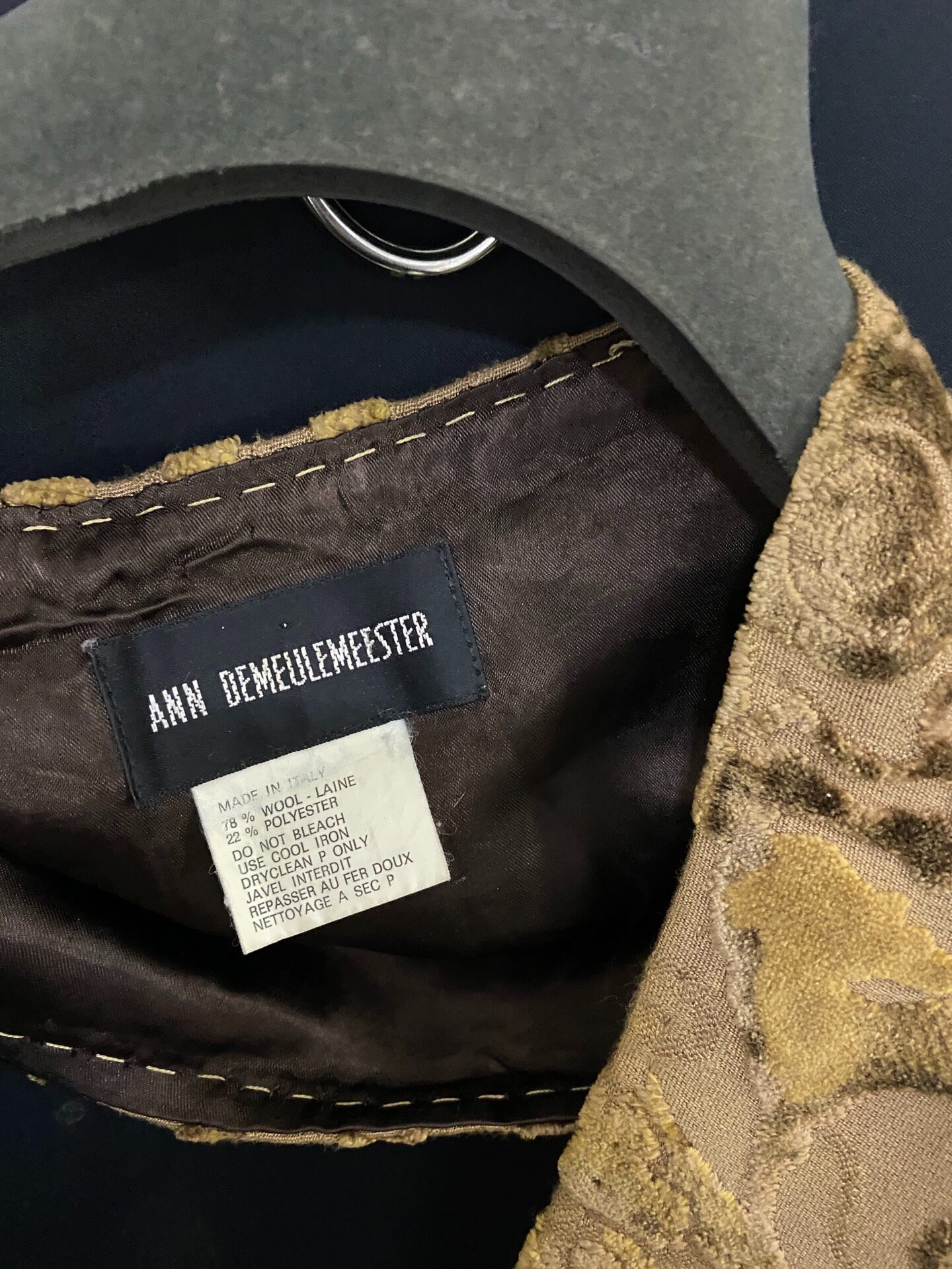 Ann Demeulemeester 1994 Velvet Floral Scarf — back