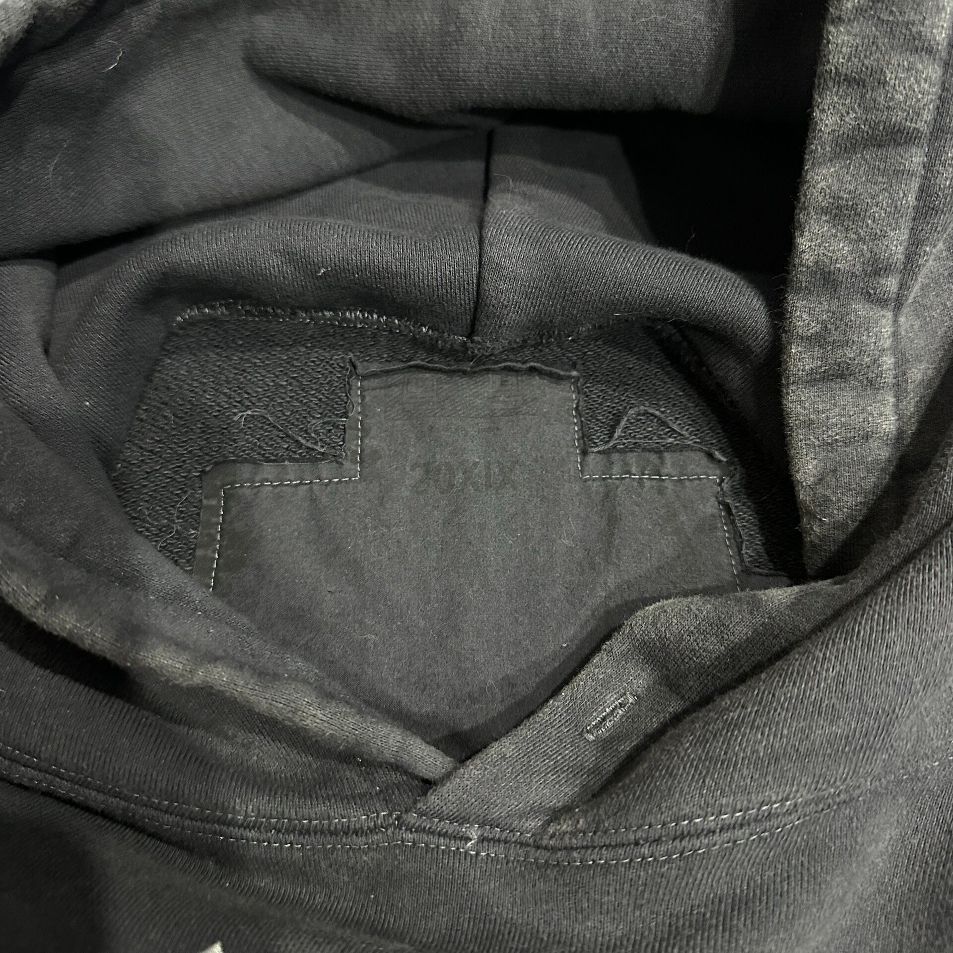 Cav Empt Washed Black Hoodie — label
