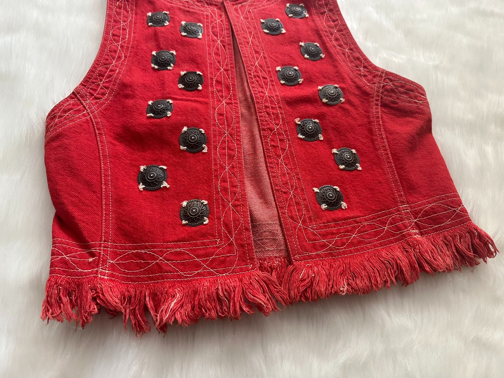 Dries Van Noten Studded Denim Vest — front